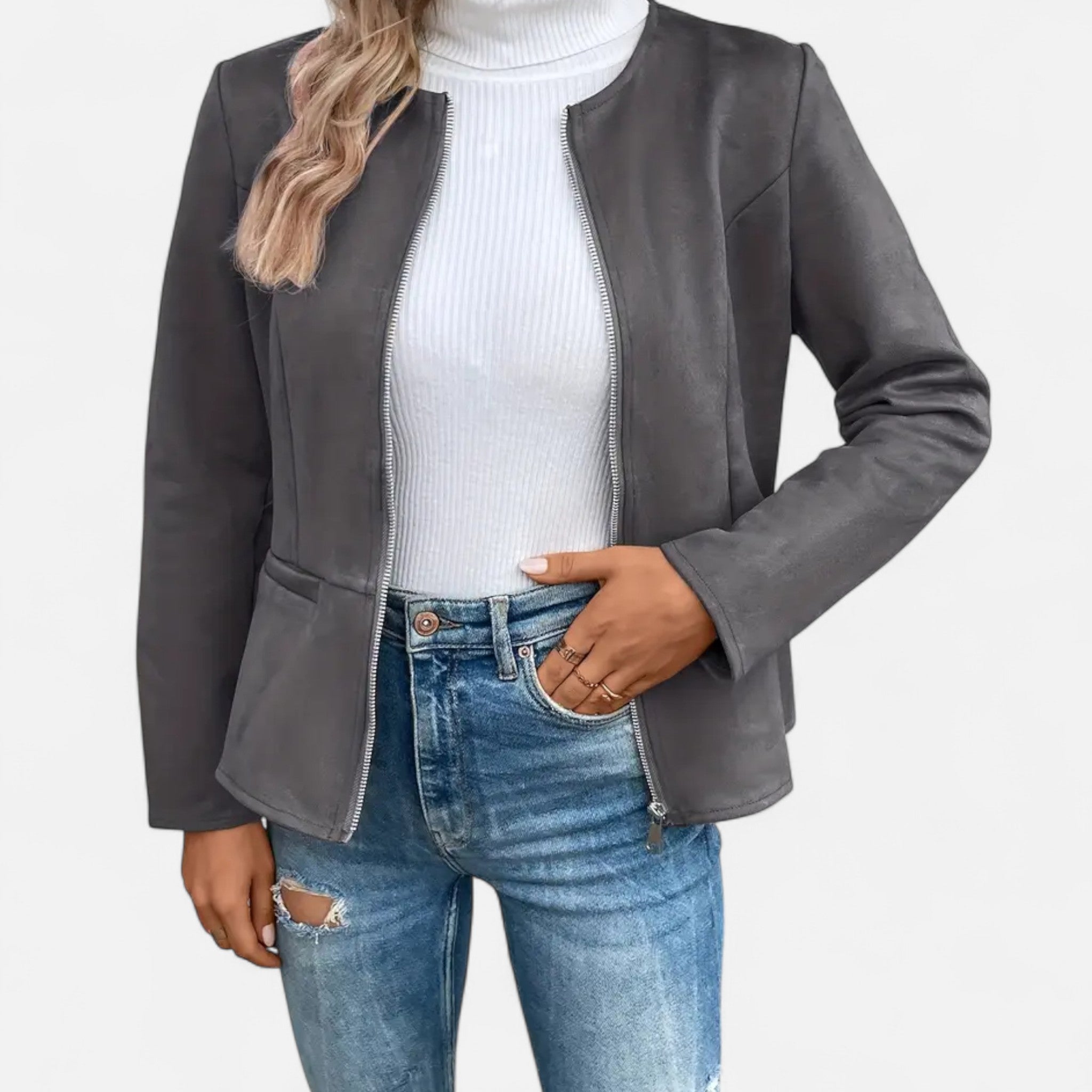 Aveline the Label | Women’s Cropped Jacket with Zipper