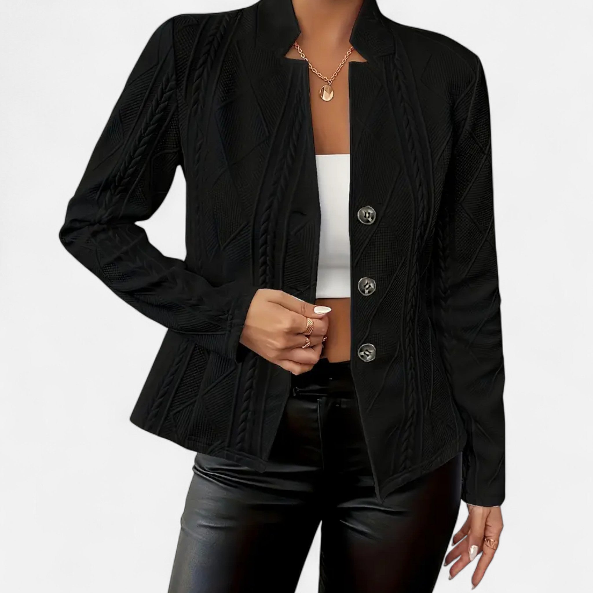 Aveline the Label | Women’s Textured Single-Breasted Blazer