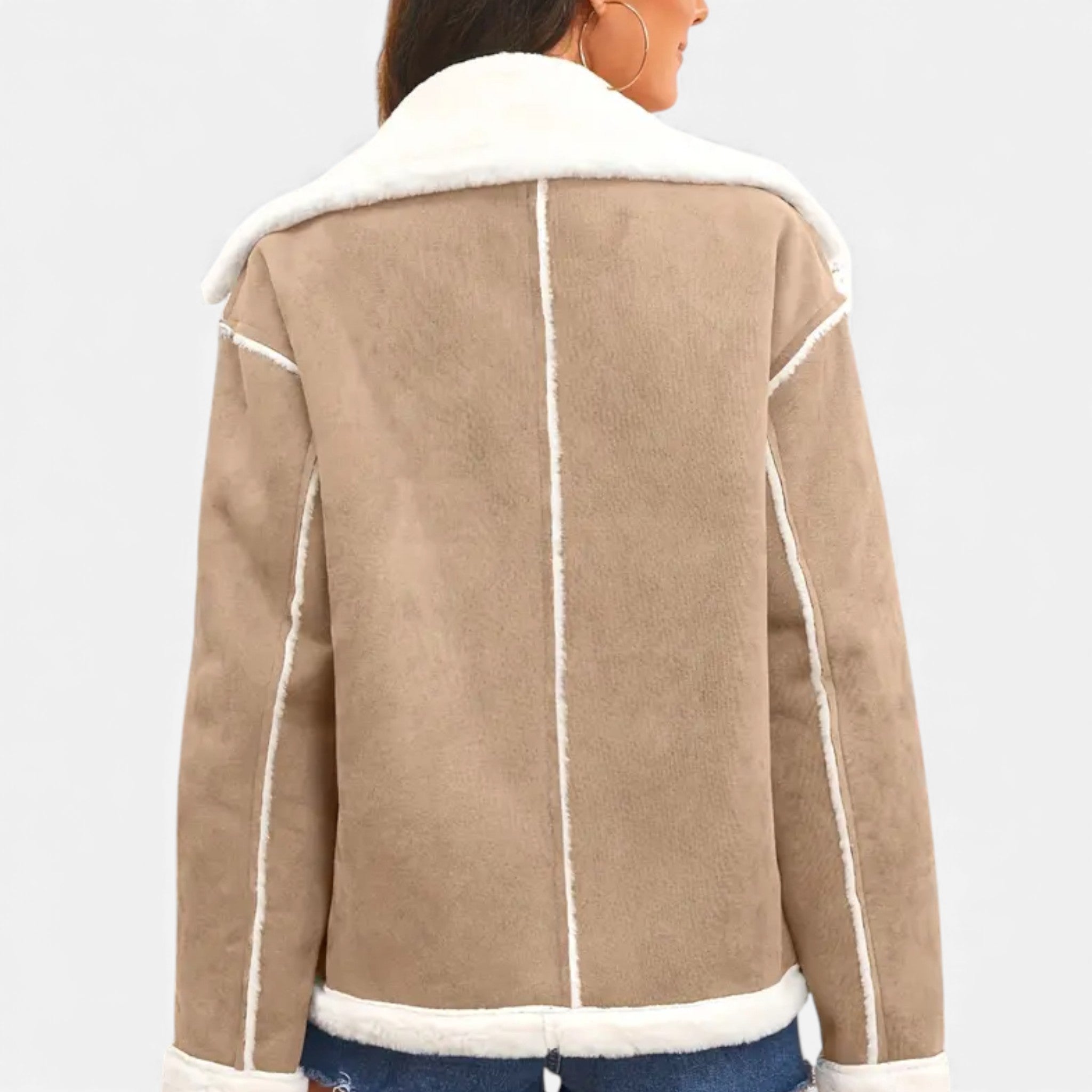 Aveline the Label | Women’s Suede Jacket with White Fur Lining