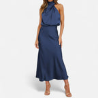 Aveline the Label | Women’s Satin A-Line Sleeveless Long Dress