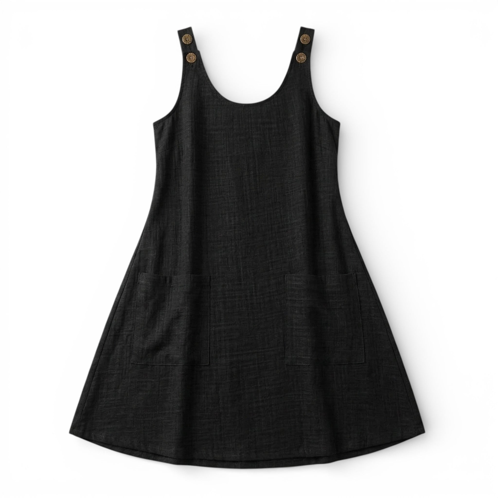 Women’s Sleeveless A-Line Dress – Knee-Length Pocket Design