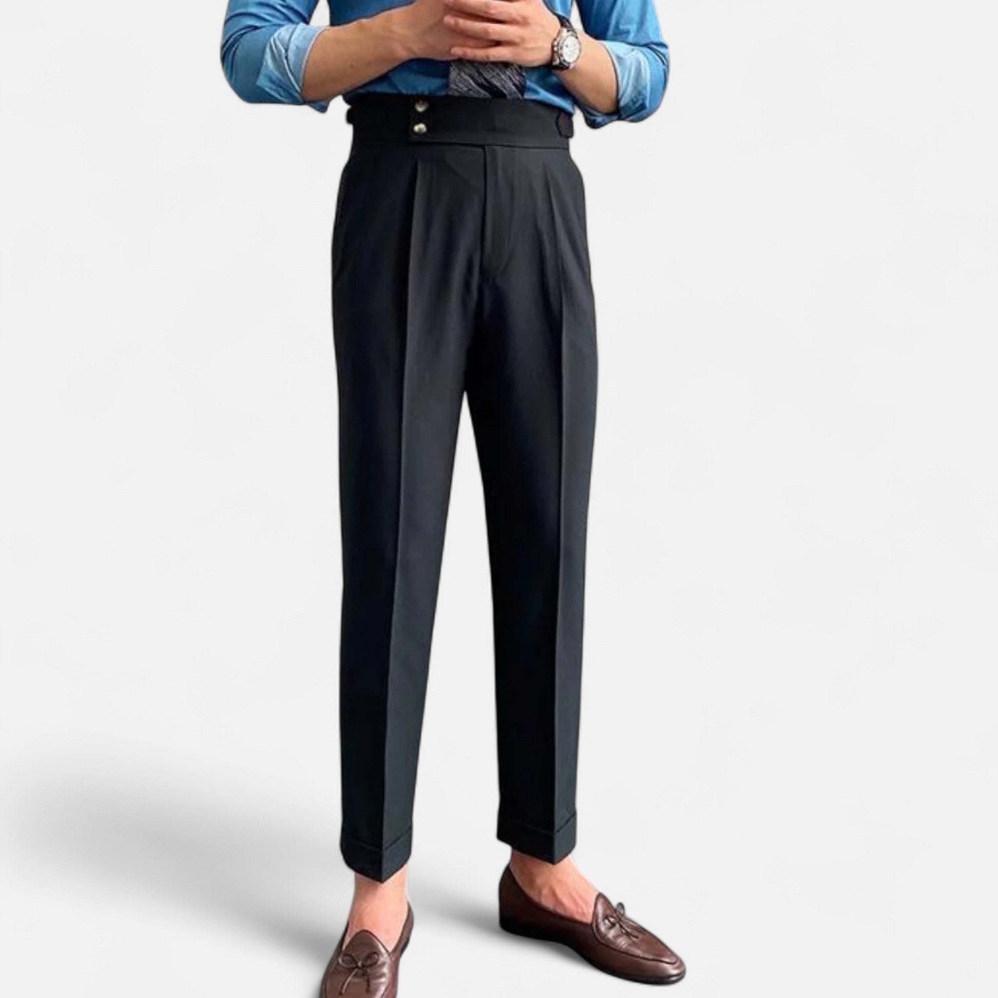 Aveline the Label | Men’s High-Waist Straight-Leg Draped Trousers