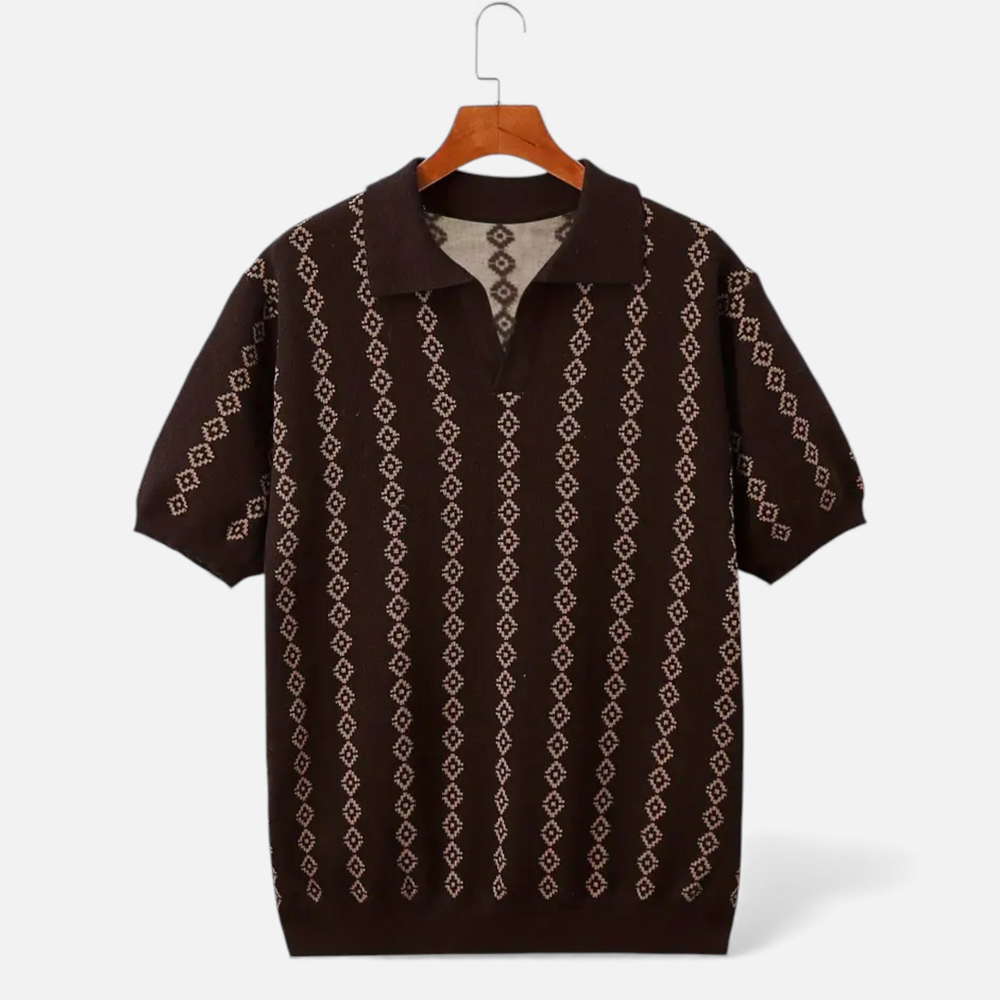 Aveline the Label | Men’s V-Neck Knit Sweater – Short Sleeve, Textured Design