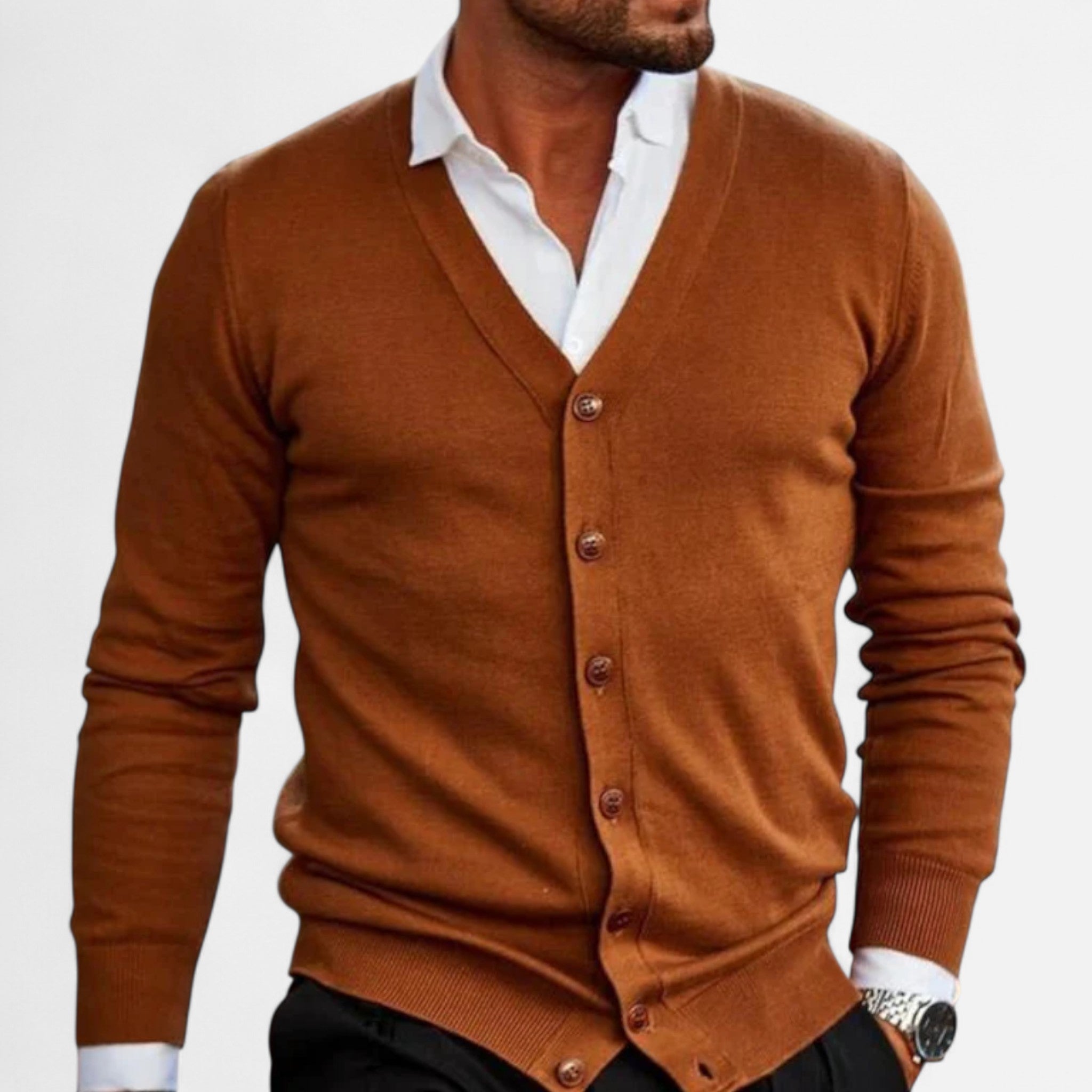 Aveline the Label | Men’s Cardigan – Modern Cotton-Blend Vest Fit