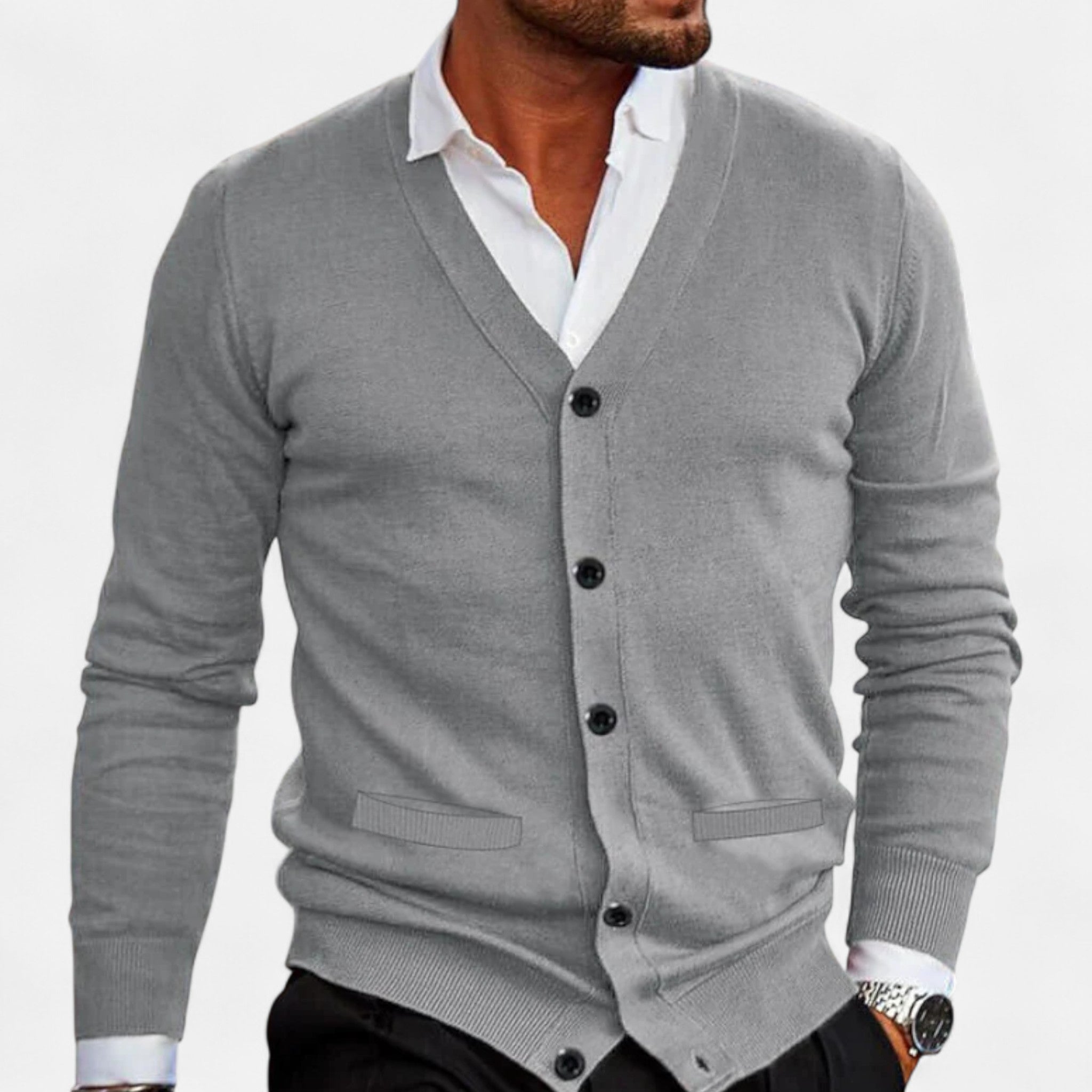 Aveline the Label | Men’s Cardigan – Modern Cotton-Blend Vest Fit