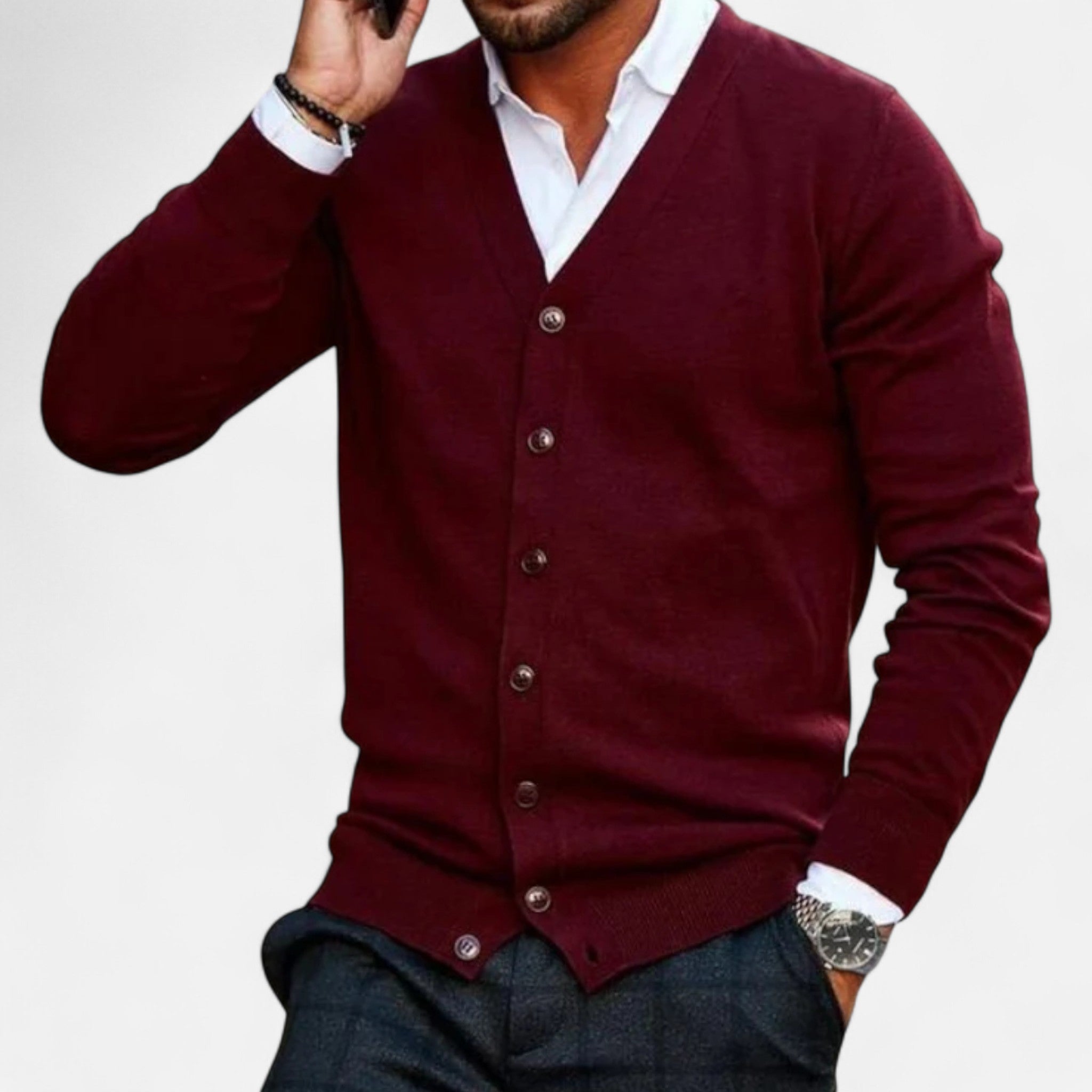 Aveline the Label | Men’s Cardigan – Modern Cotton-Blend Vest Fit