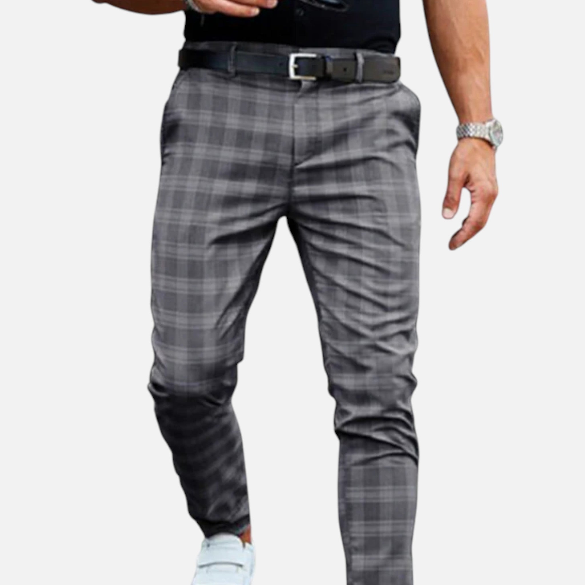 Aveline the Label | Men’s Slim-Fit Plaid Ankle-Length Pants