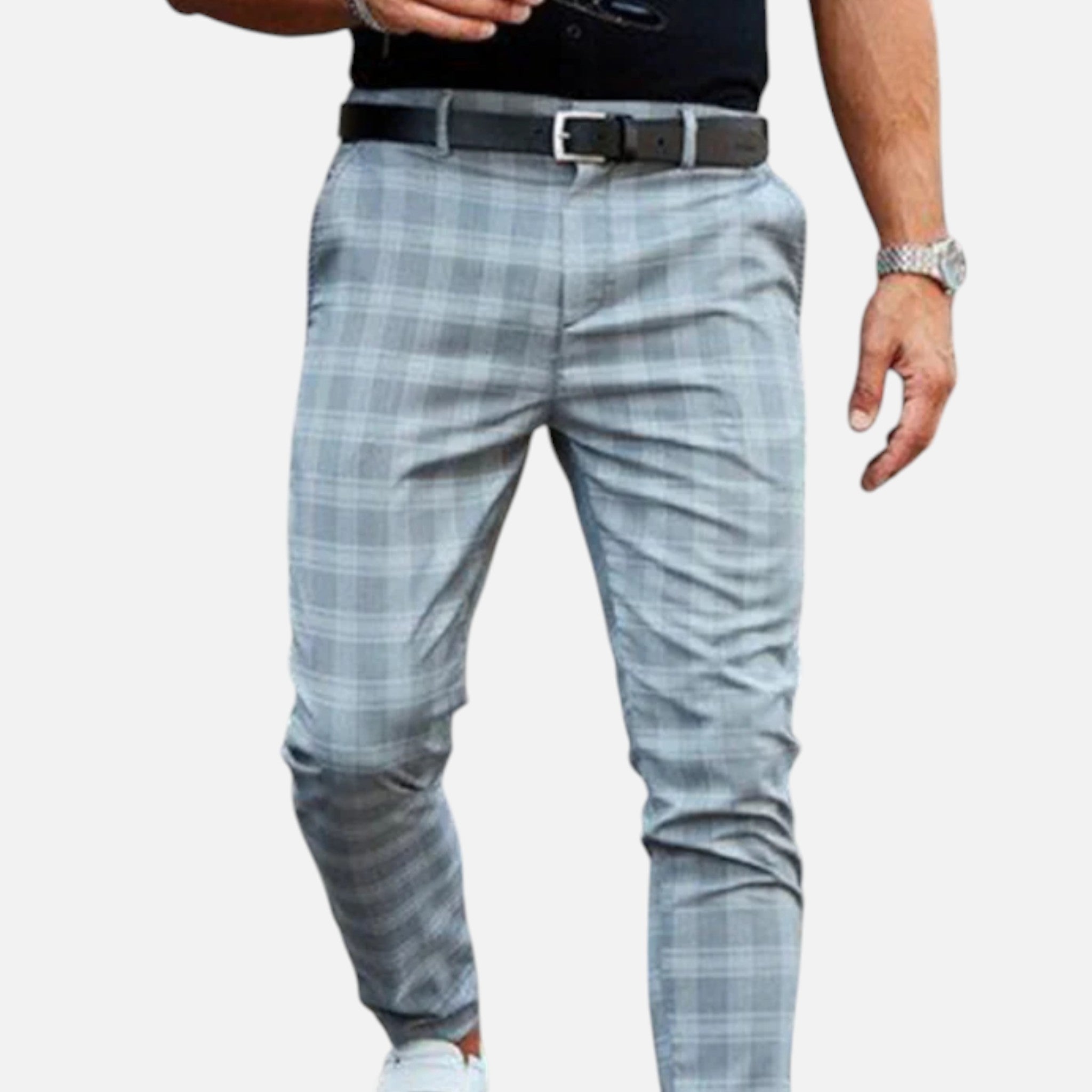 Aveline the Label | Men’s Slim-Fit Plaid Ankle-Length Pants