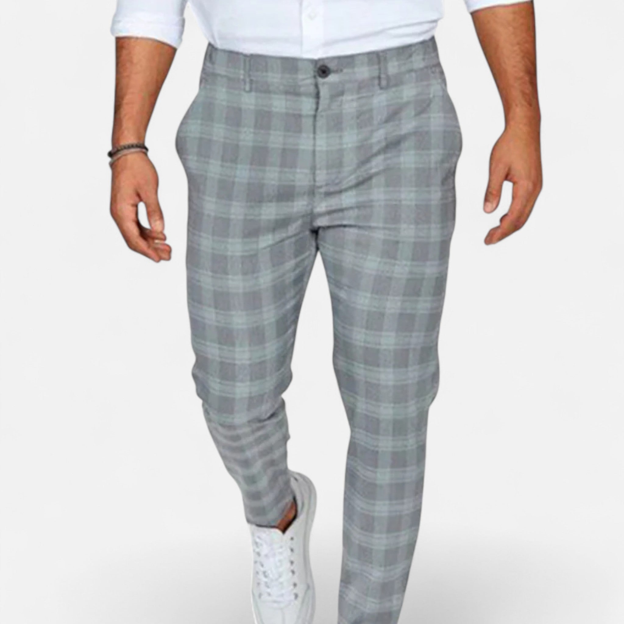 Aveline the Label | Men’s Slim-Fit Plaid Ankle-Length Pants