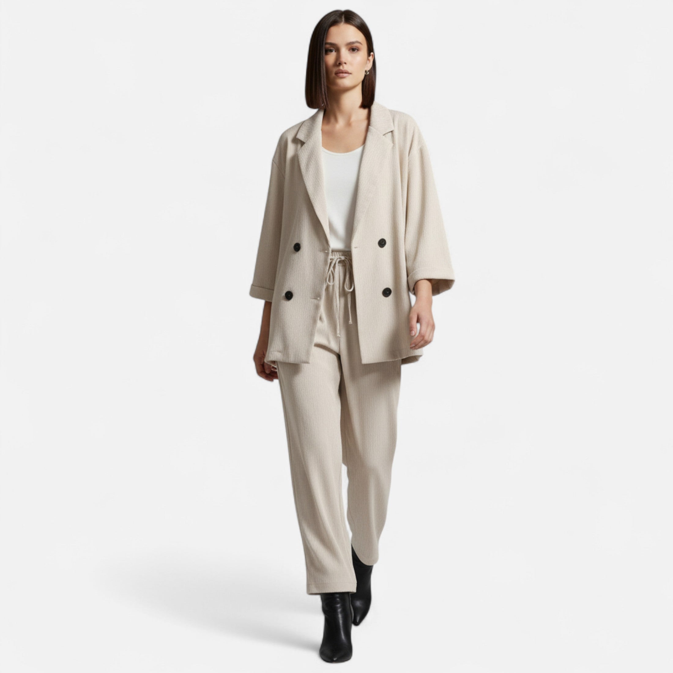 Women’s Wrinkled Suit Jacket & Pants Set