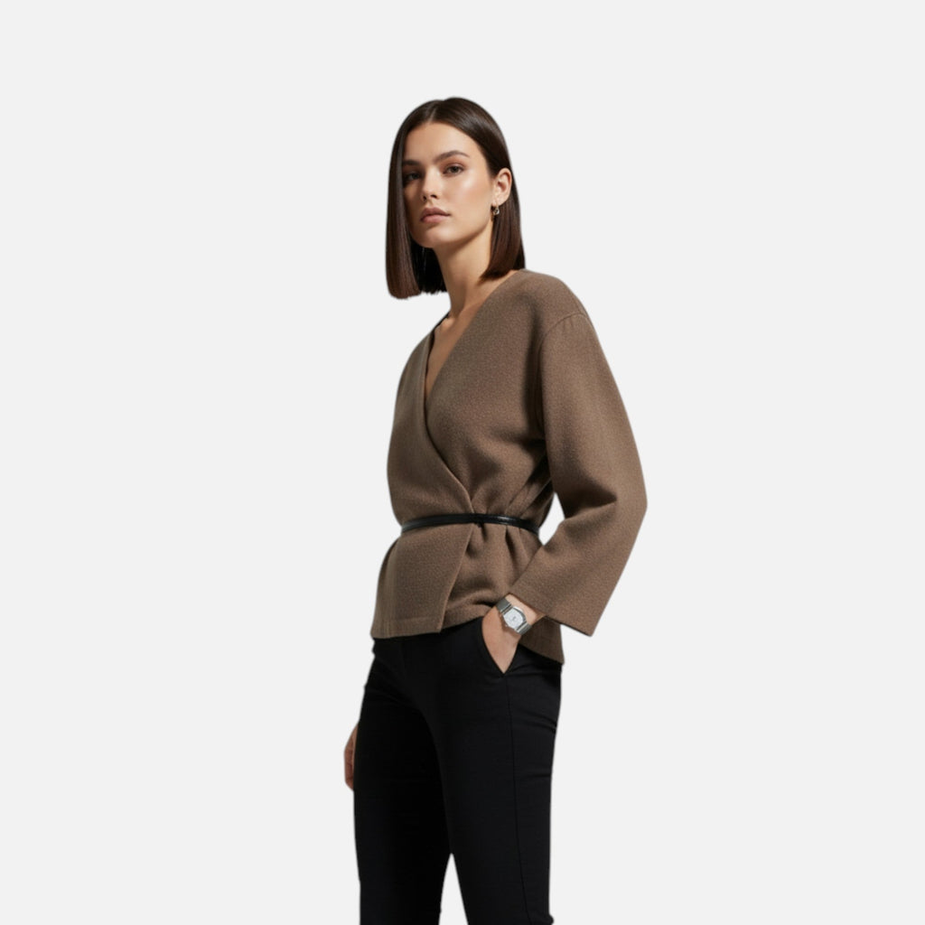Aveline the Label | Women's Elegant Wrap Sweater with Belt