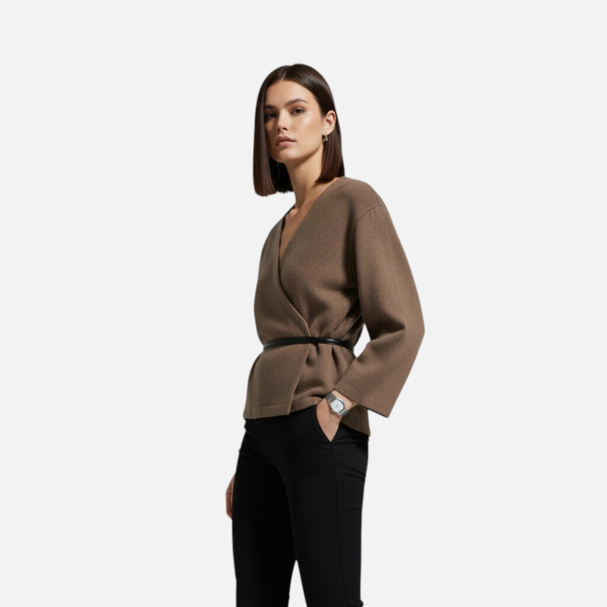 Aveline the Label | Women's Elegant Wrap Sweater with Belt