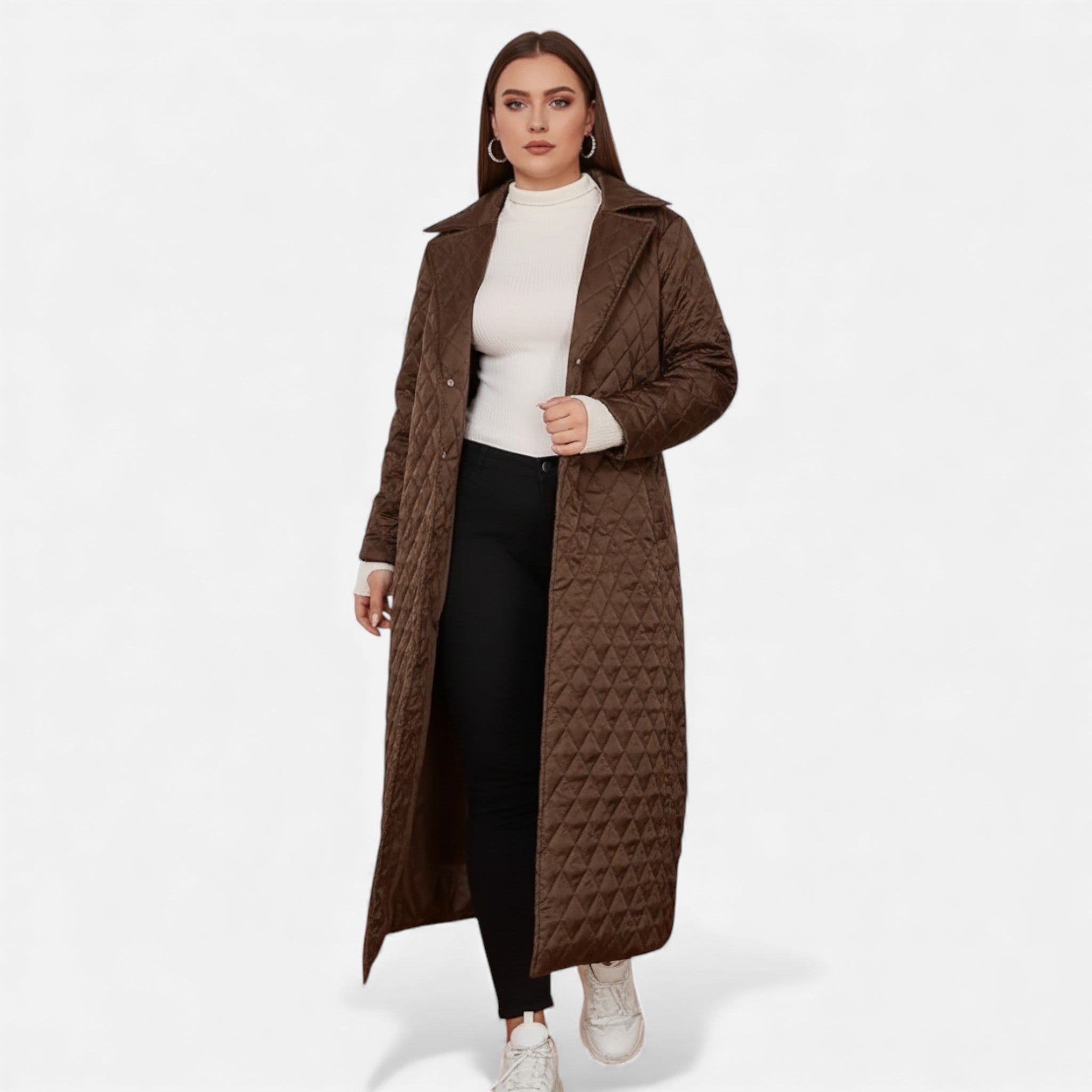 Aveline the Label | Women’s Long Coat with Quilted Detail