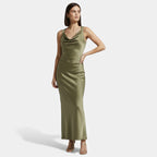Aveline the Label | Women’s Satin Midi Slip Dress