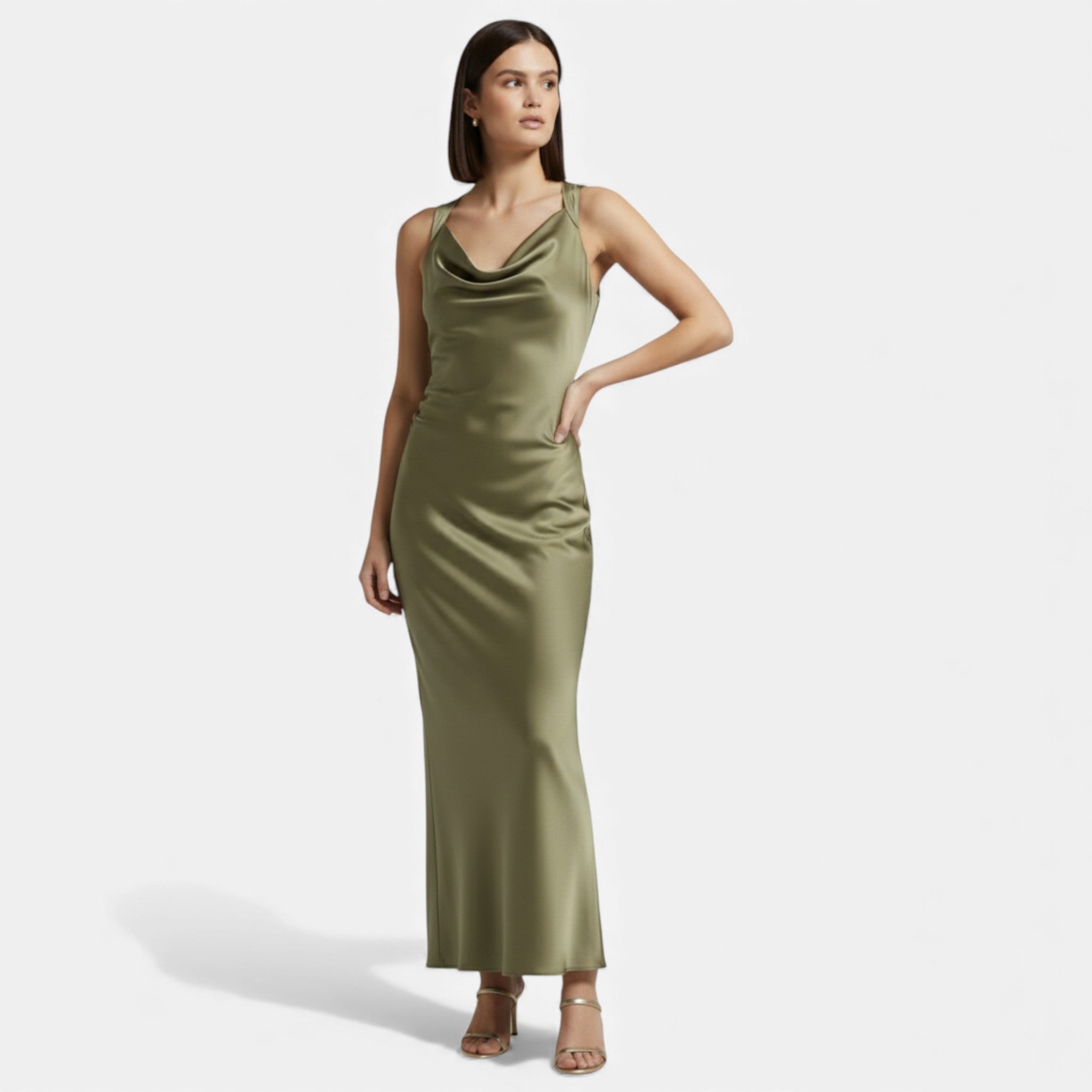 Aveline the Label | Women’s Satin Midi Slip Dress