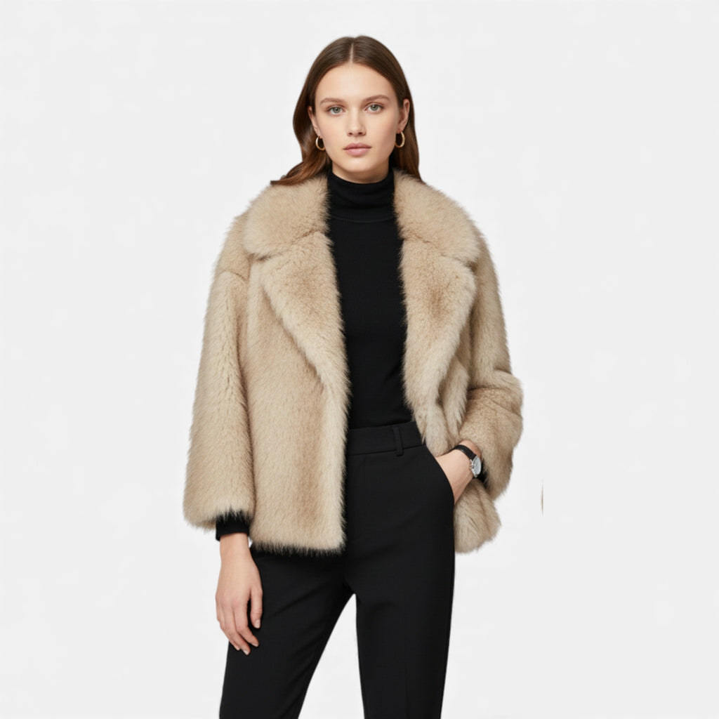 Aveline the Label | Women’s Wide Lapel Faux Fur Coat