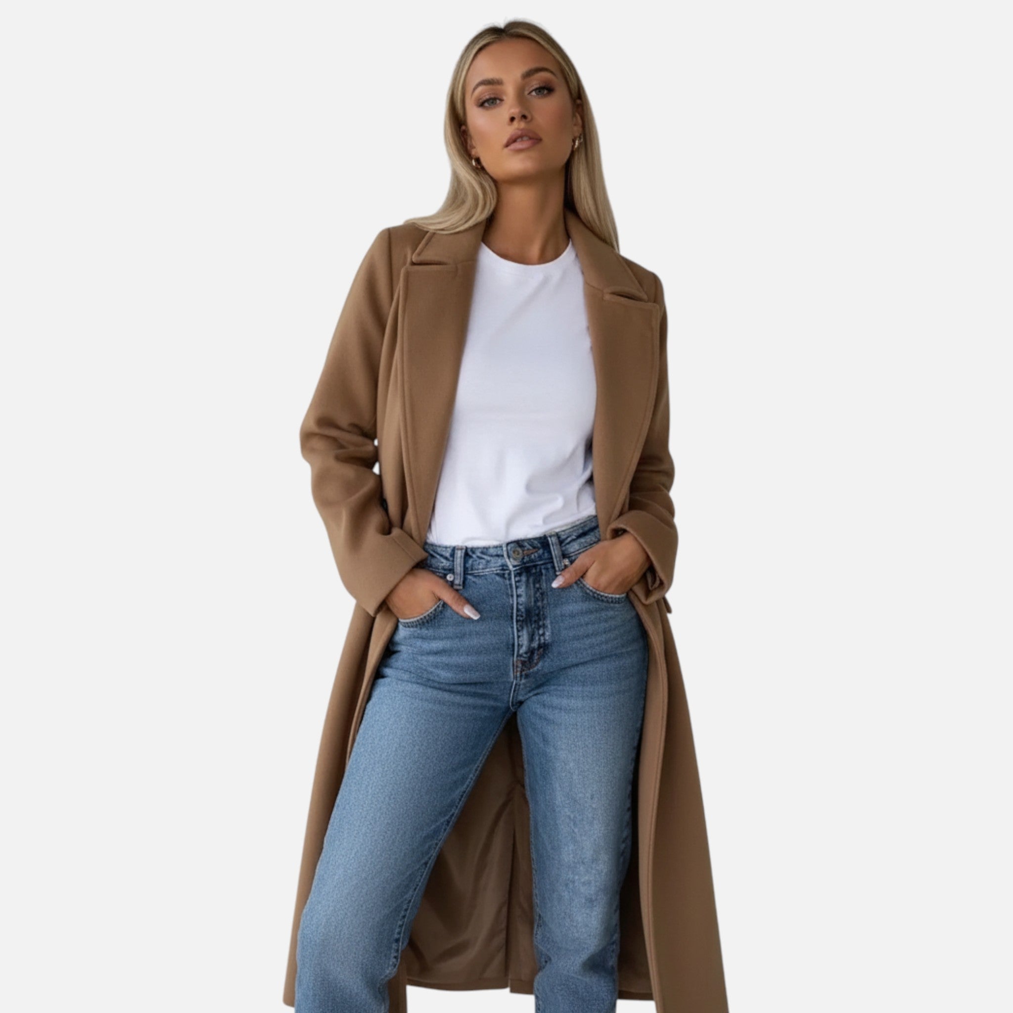 Aveline the Label | Women’s Long Double-Breasted Winter Coat with Belt