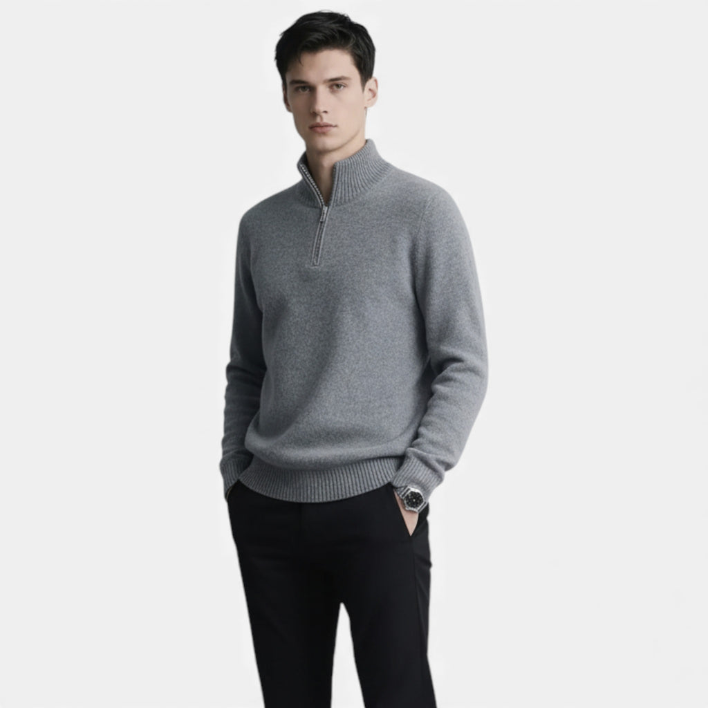 Aveline the Label | Men’s | Stand Collar Pullover – Casual Knit Sweater with Stretch