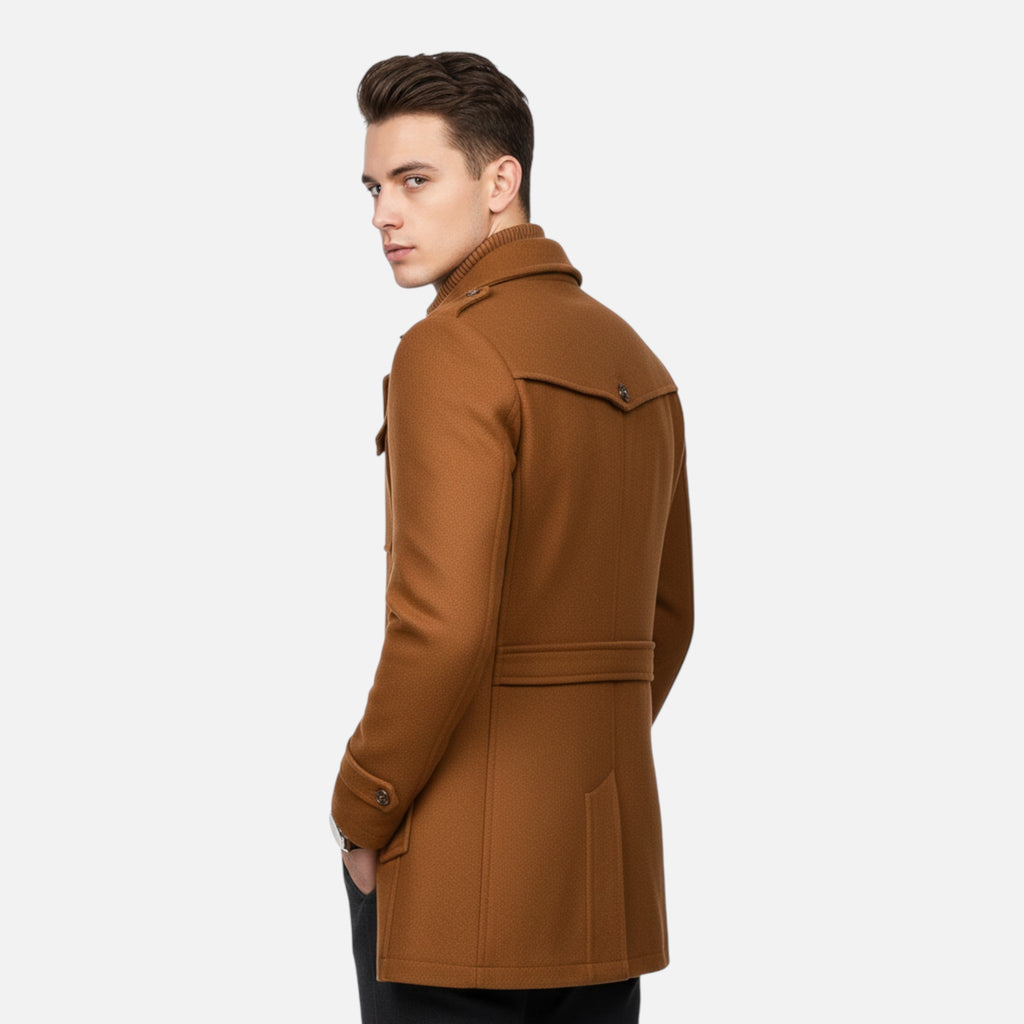 Aveline the Label | Men’s Double-Breasted Round Neck Tweed Coat