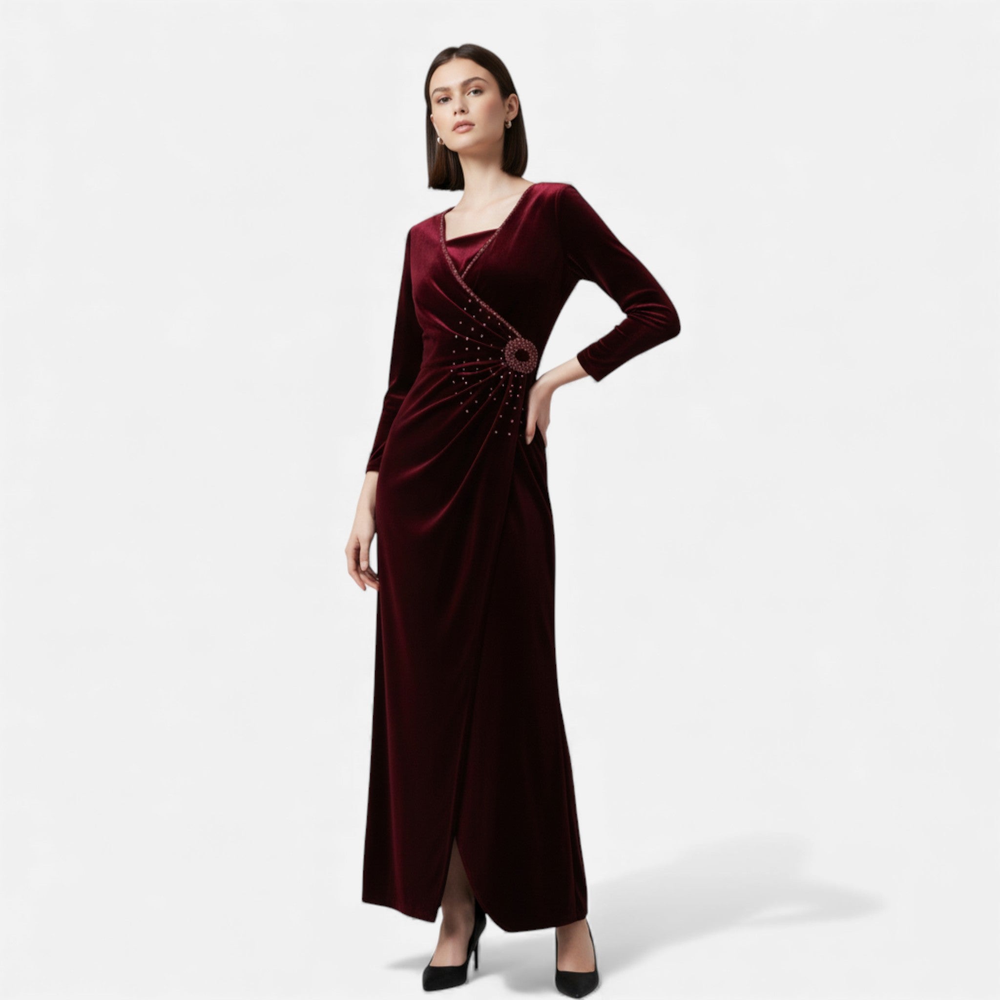 Aveline the Label | Women’s Draped Velvet Wrap Dress