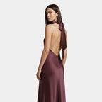 Aveline the Label | Women’s Satin Halter Dress with Open Back