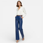 Aveline the Label | Women’s Faux Leather Straight-Leg Pants with Zipper Fly