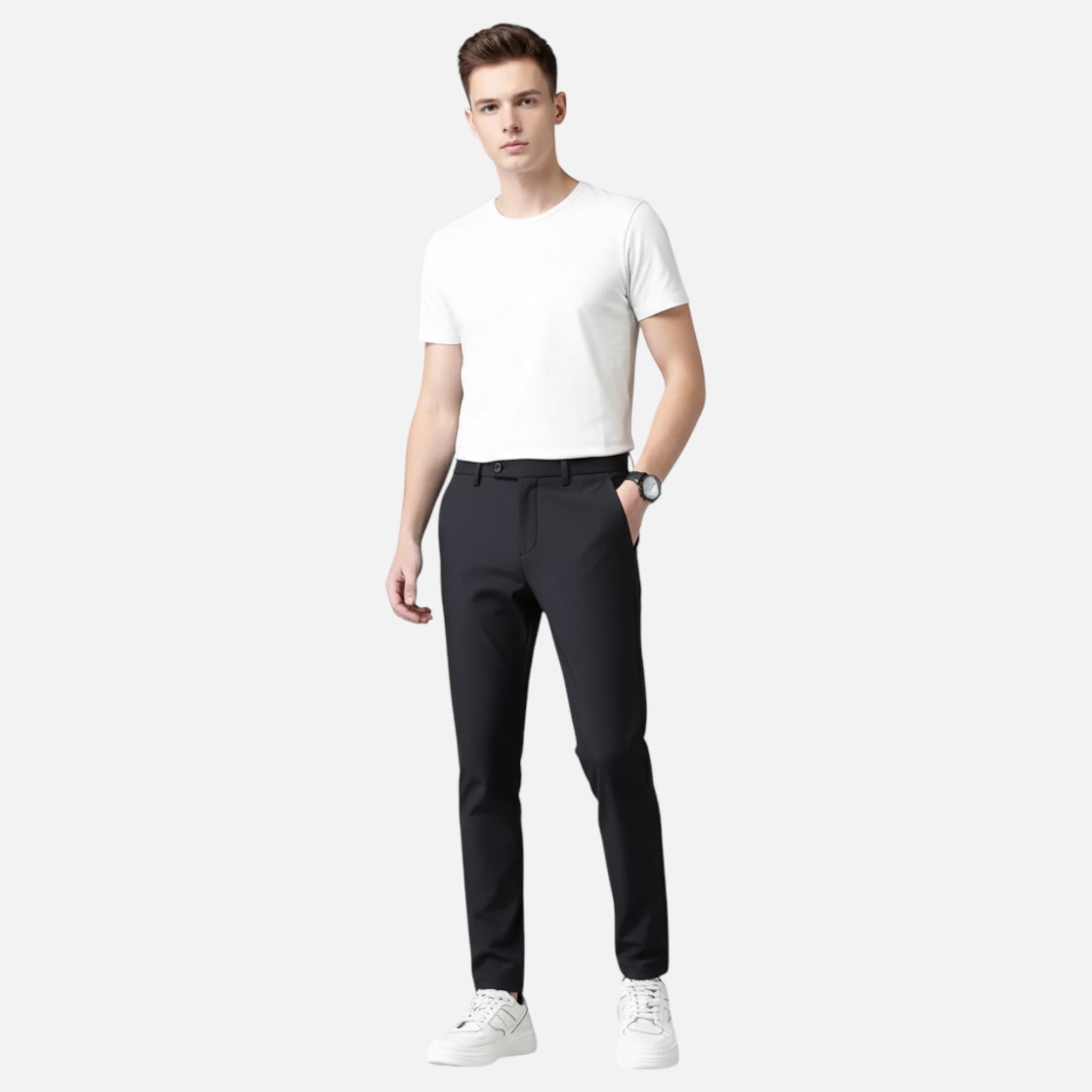 Aveline the Label | Men’s Mid-Rise Straight Leg Slim Fit Trousers