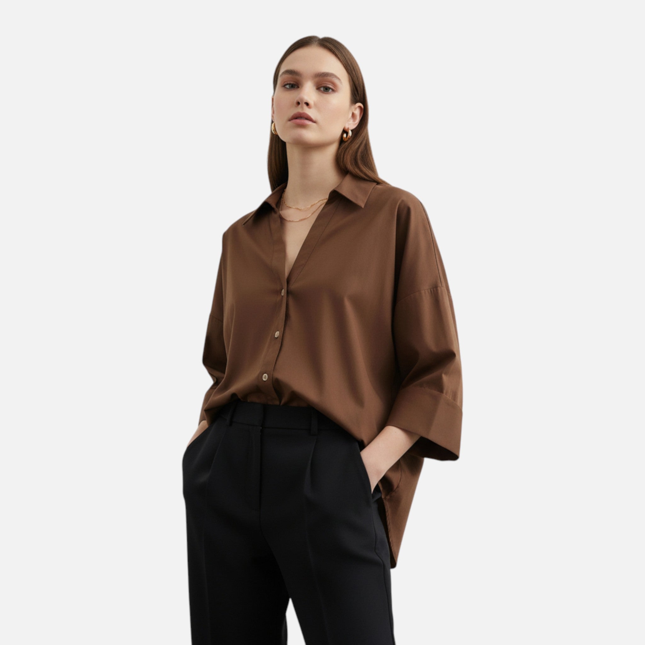 Aveline the Label | Women’s V-Neck Silk Blouse