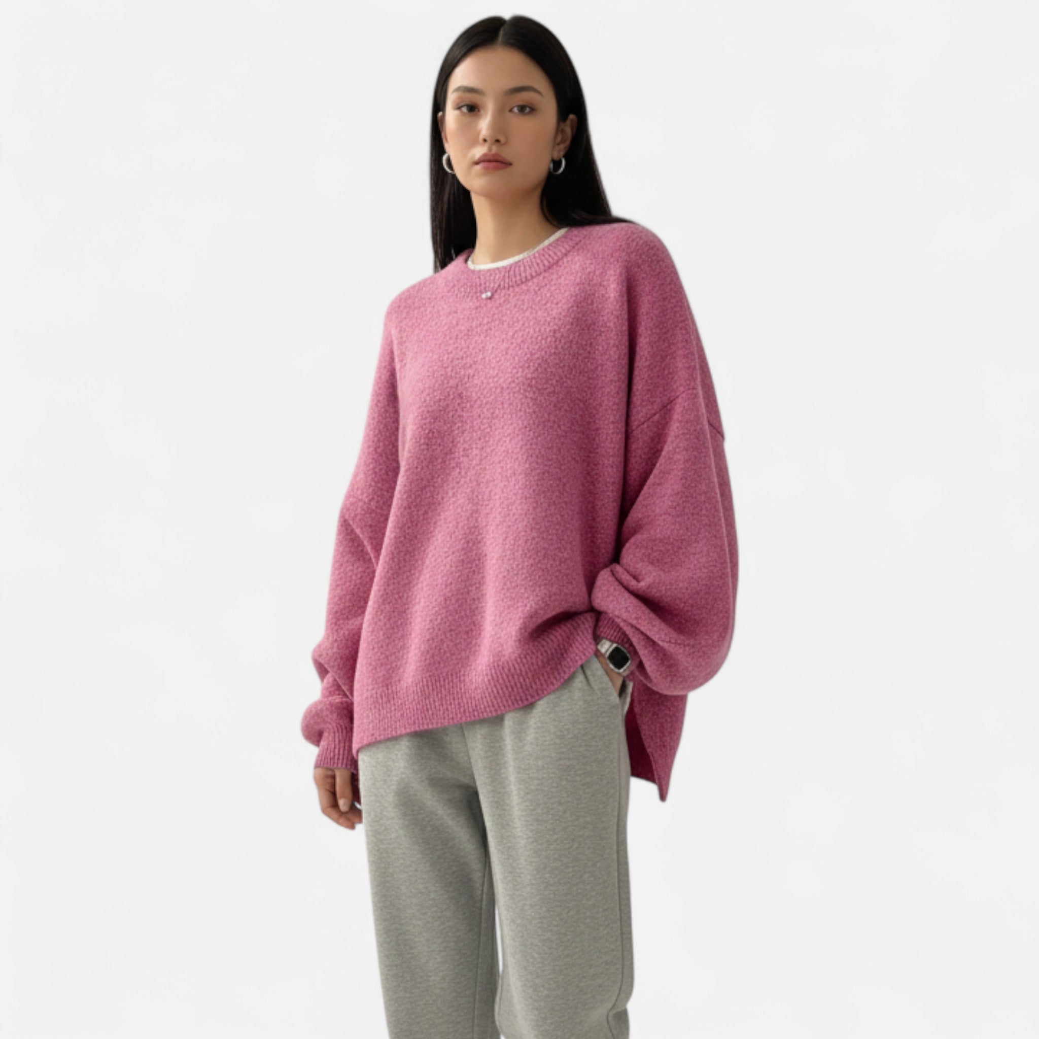Aveline the Label | Women’s Solid Crew Neck Pullover Sweater