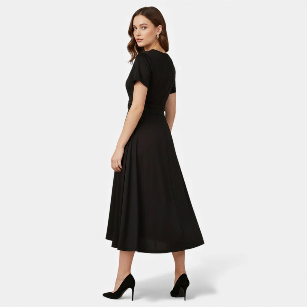Aveline the Label | Women’s V-Neck Evening Dress with short sleeves