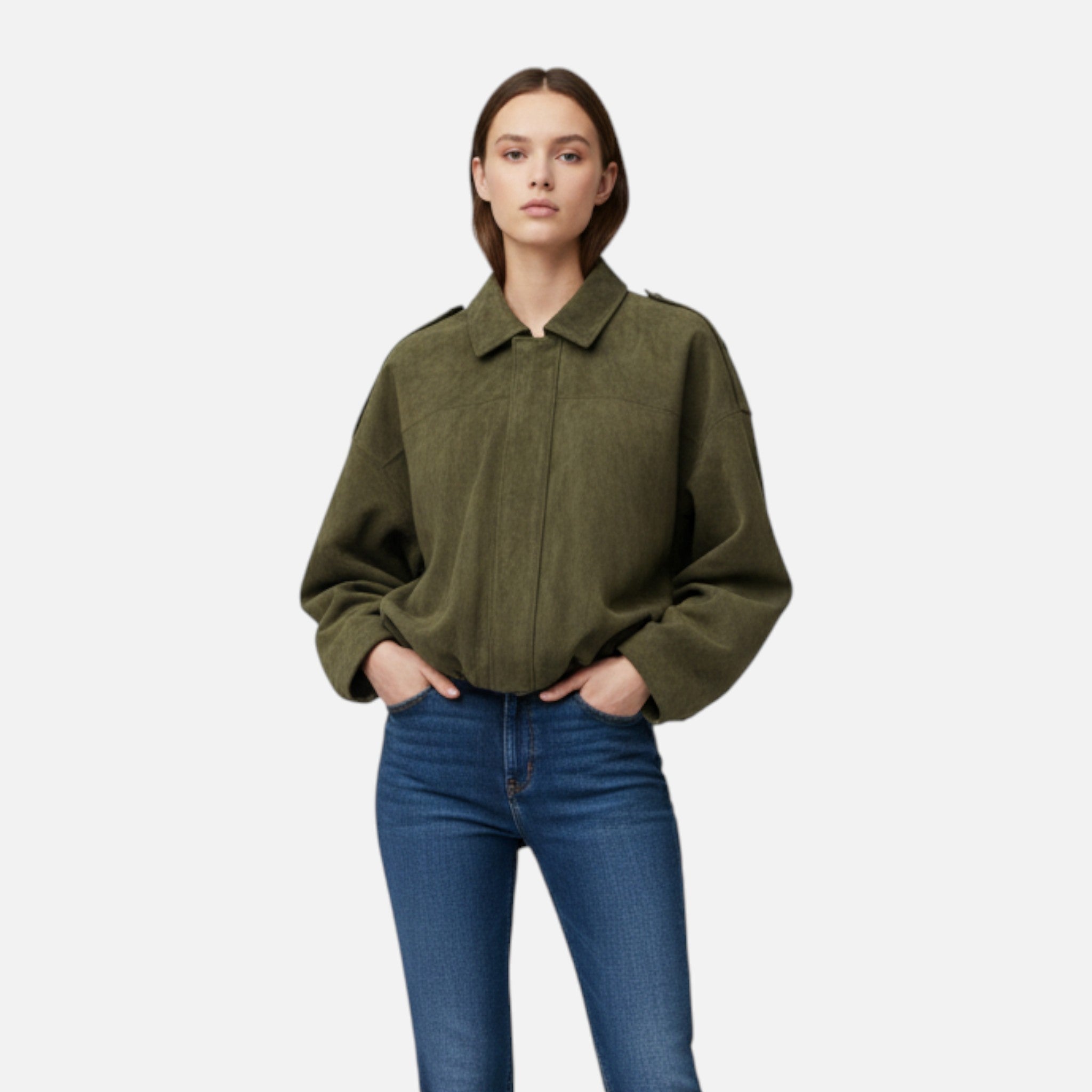 Aveline the Label | Women’s Suede Loose-Fit Zipped Jacket
