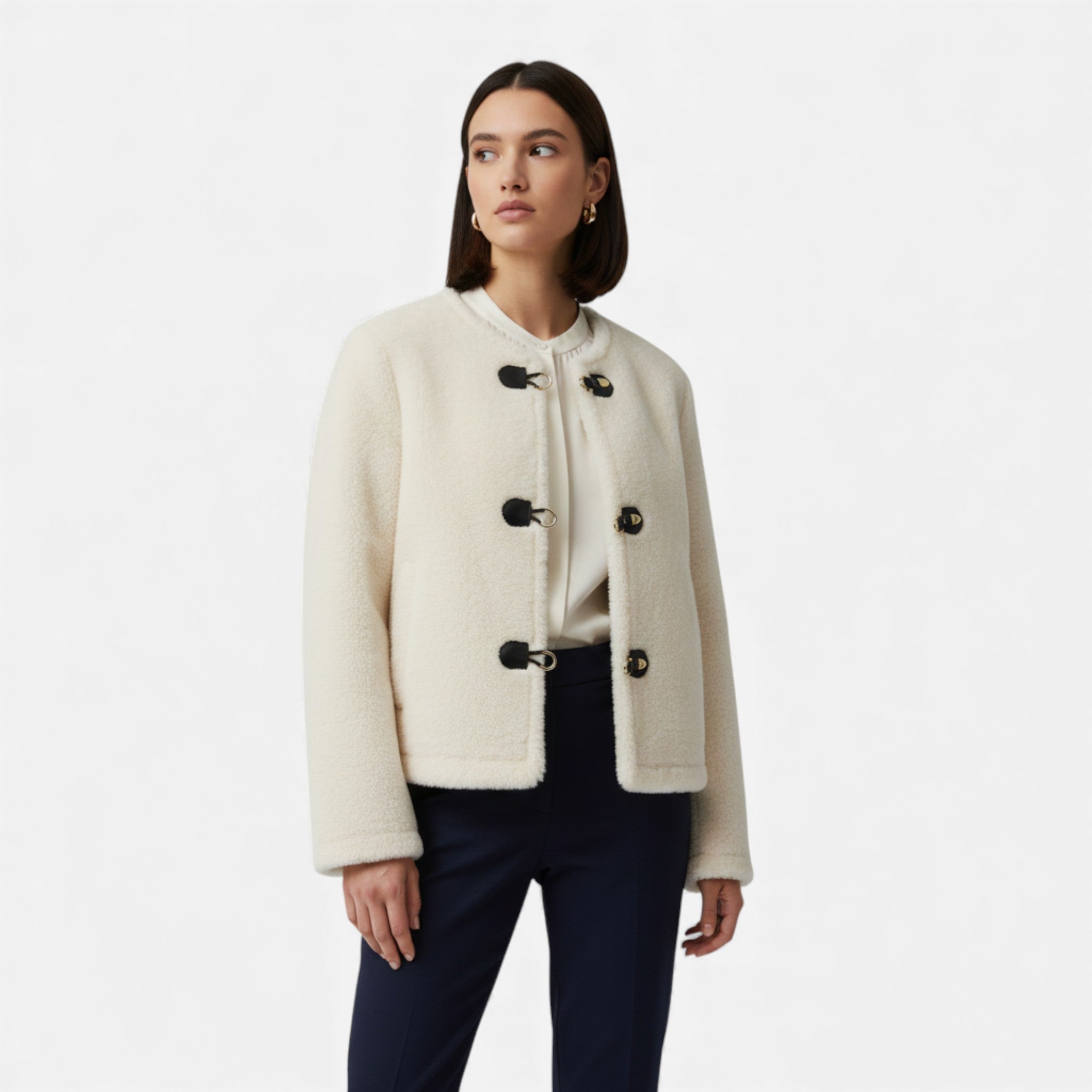 Aveline the Label | Women’s Faux Fur Jacket with Toggle Buttons