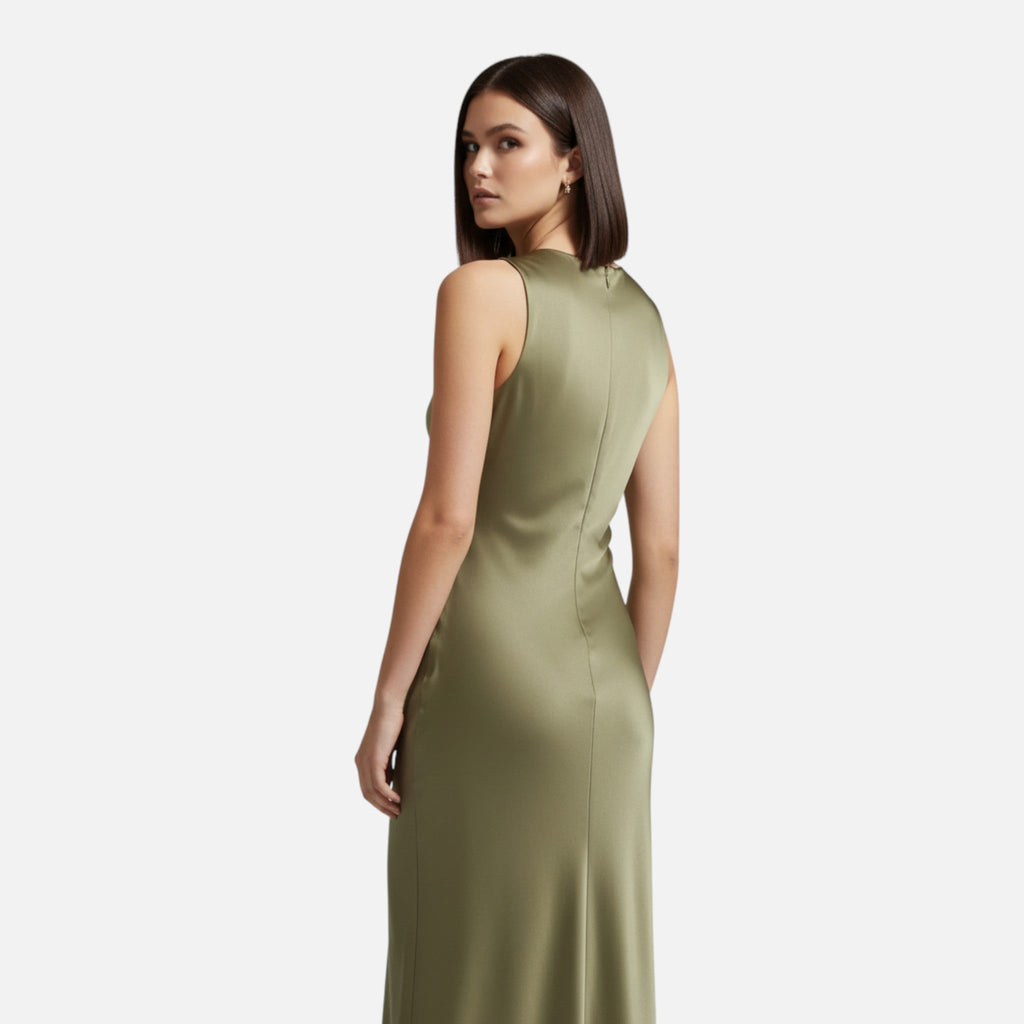 Aveline the Label | Women’s Satin Midi Slip Dress