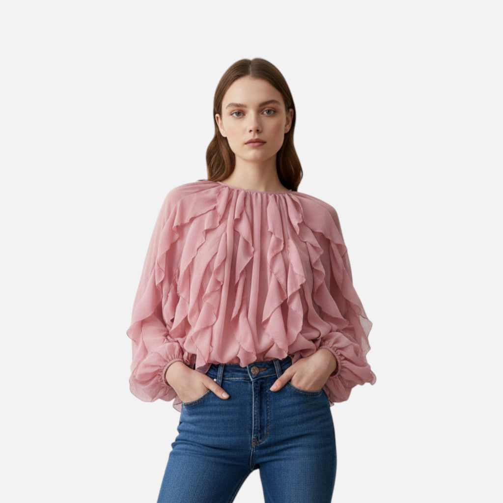 Aveline the Label | Women’s Sheer Ruffle Blouse