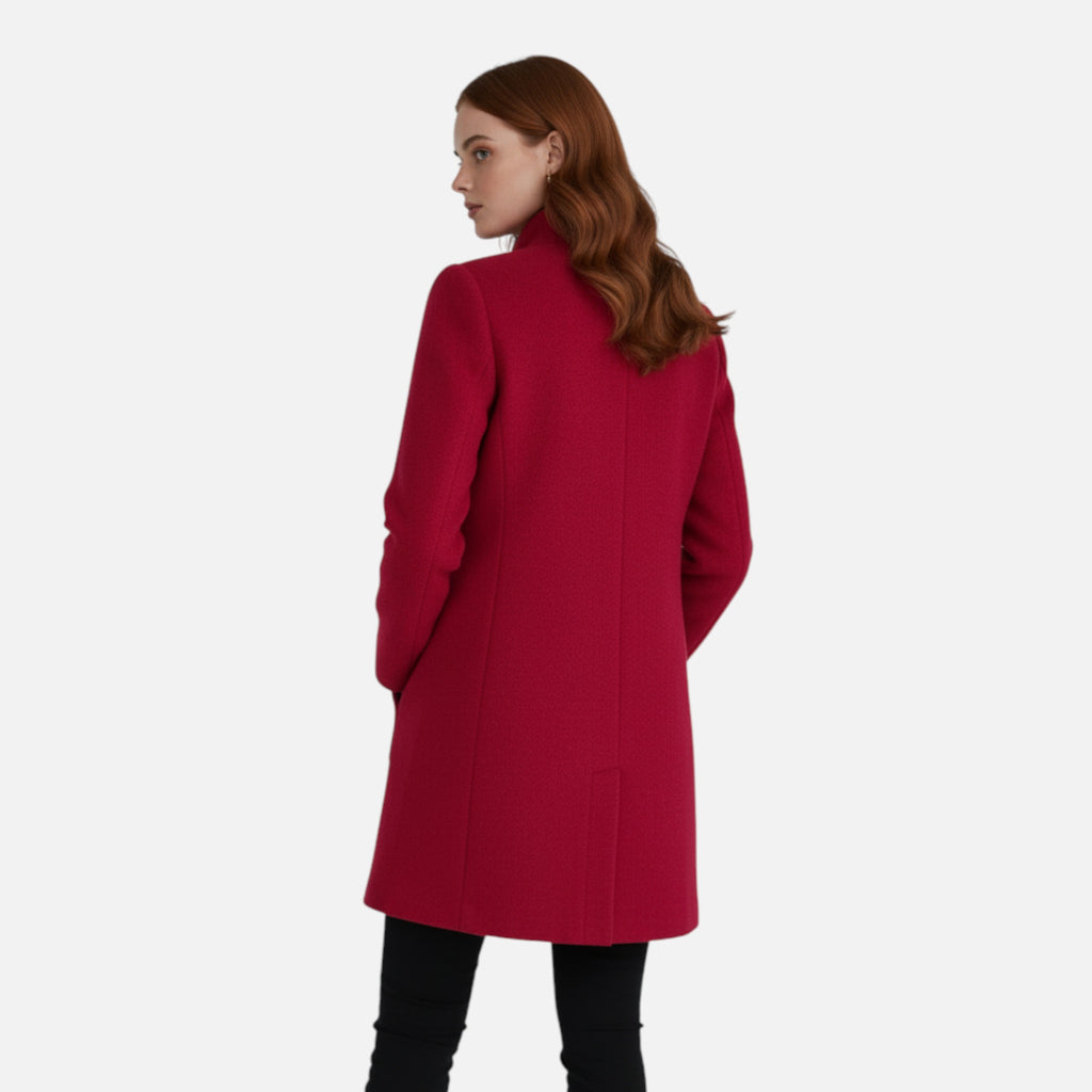Aveline the Label | Women’s Wool Blend Coat with Stand Collar and Pockets