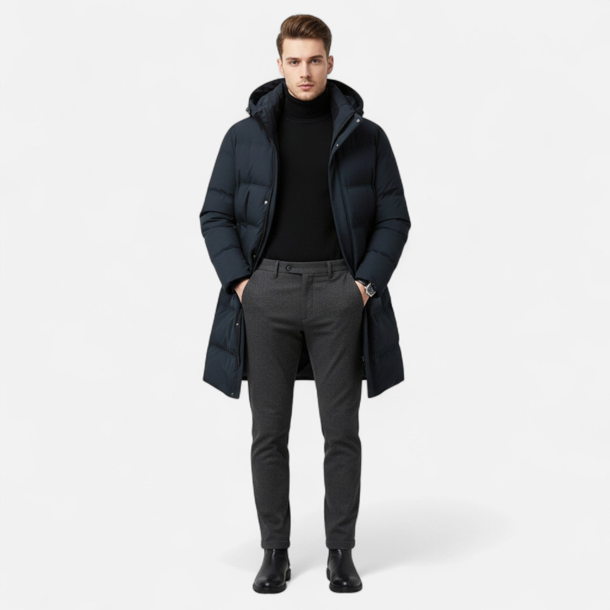 Aveline the Label | Men’s Premium Winter Down Parka – Hooded Insulated Elegance
