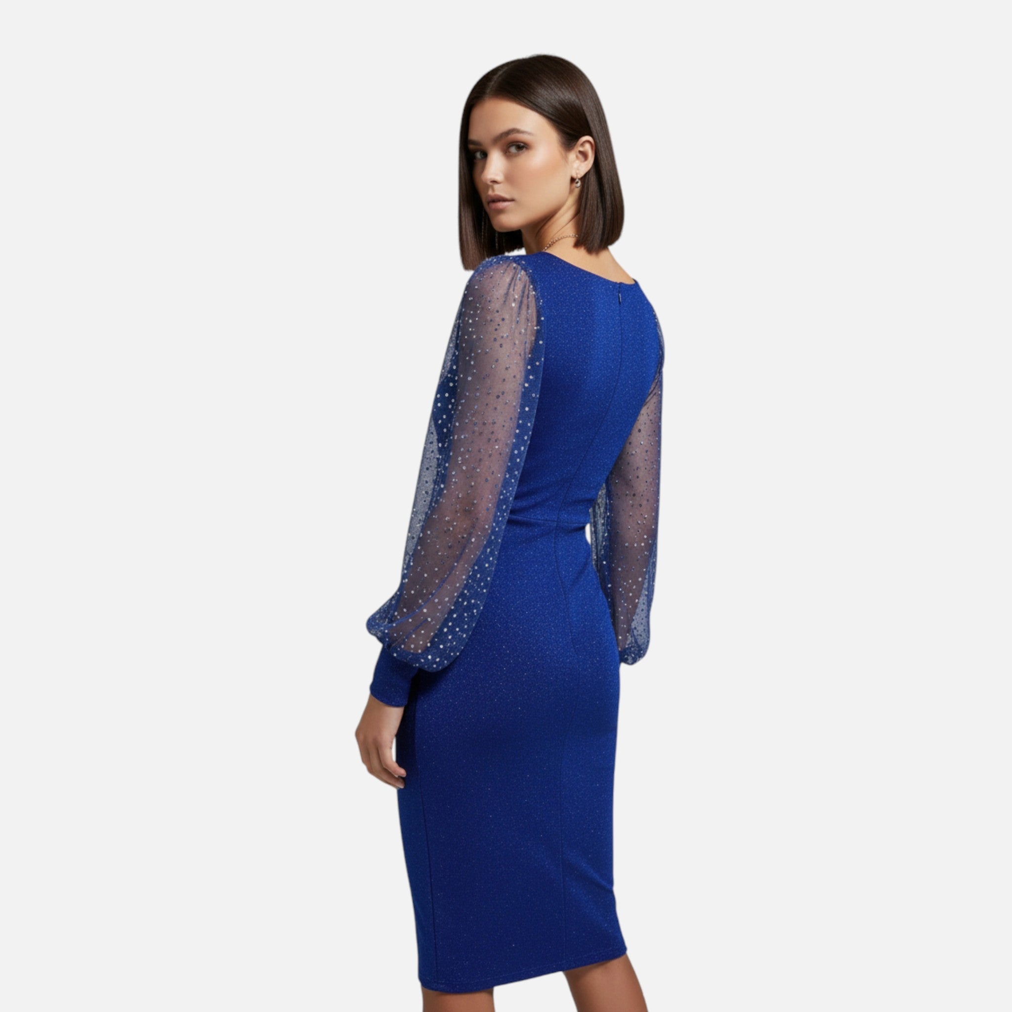 Aveline the Label | Women’s V-Neck Sequin Mesh Bodycon Stretch Dress