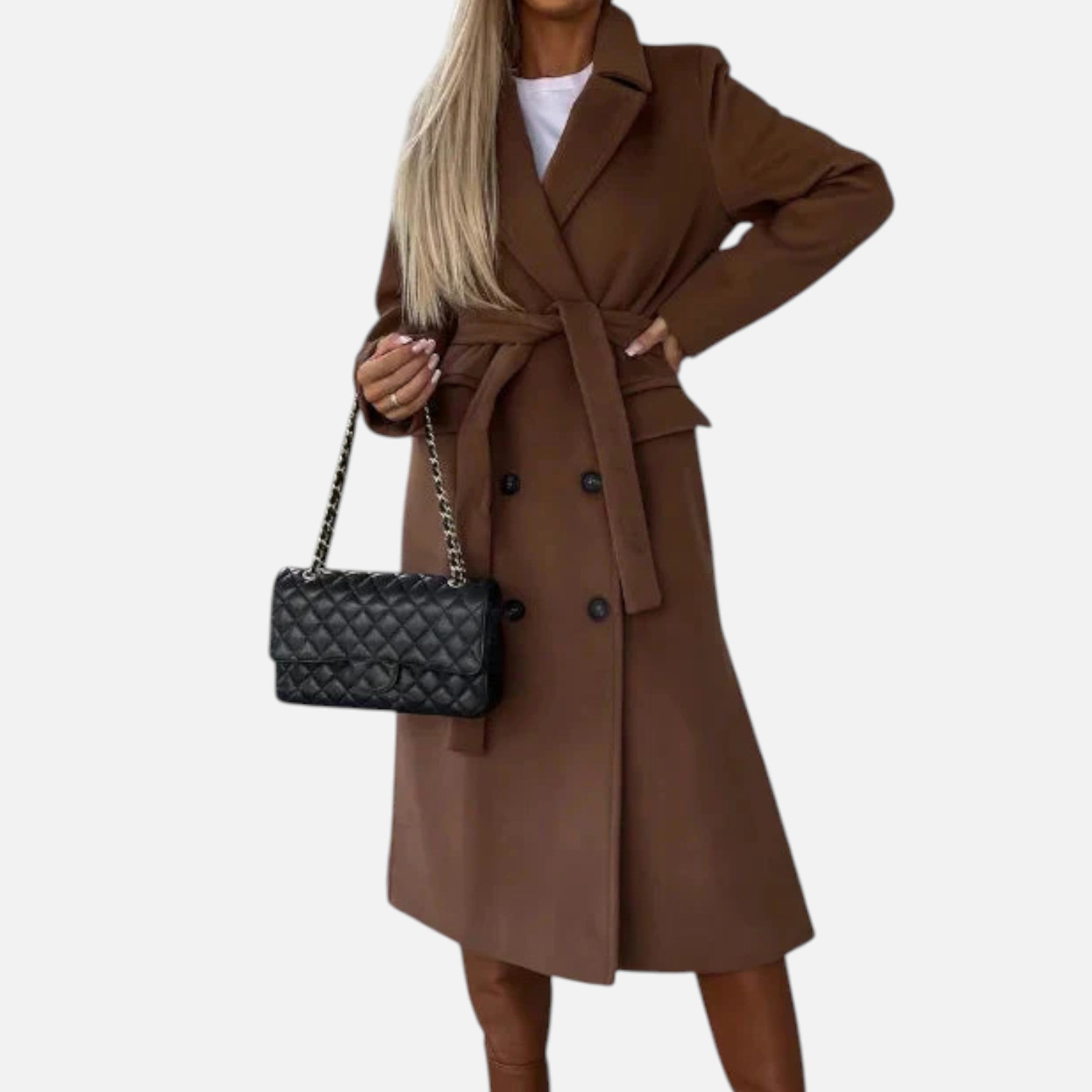 Aveline the Label | Women’s Long Double-Breasted Winter Coat with Belt