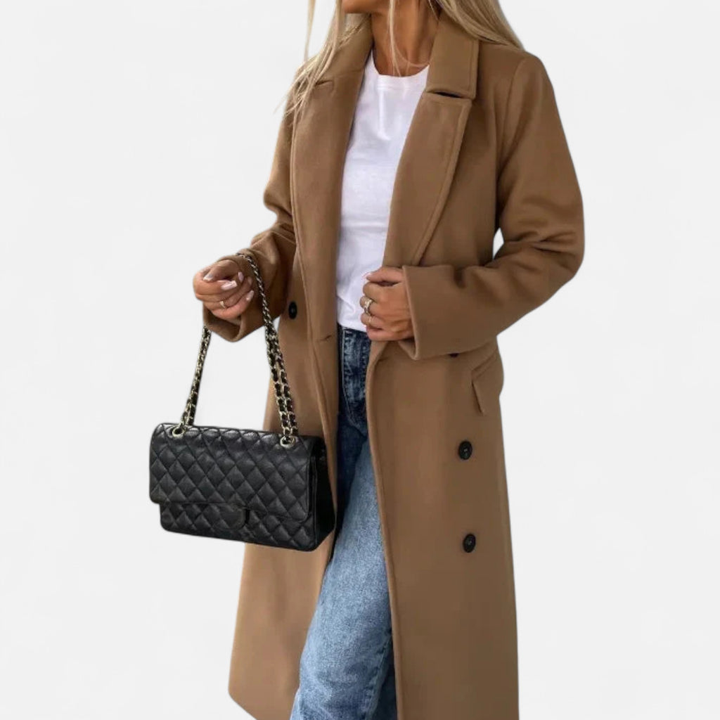 Aveline the Label | Women’s Long Double-Breasted Winter Coat with Belt
