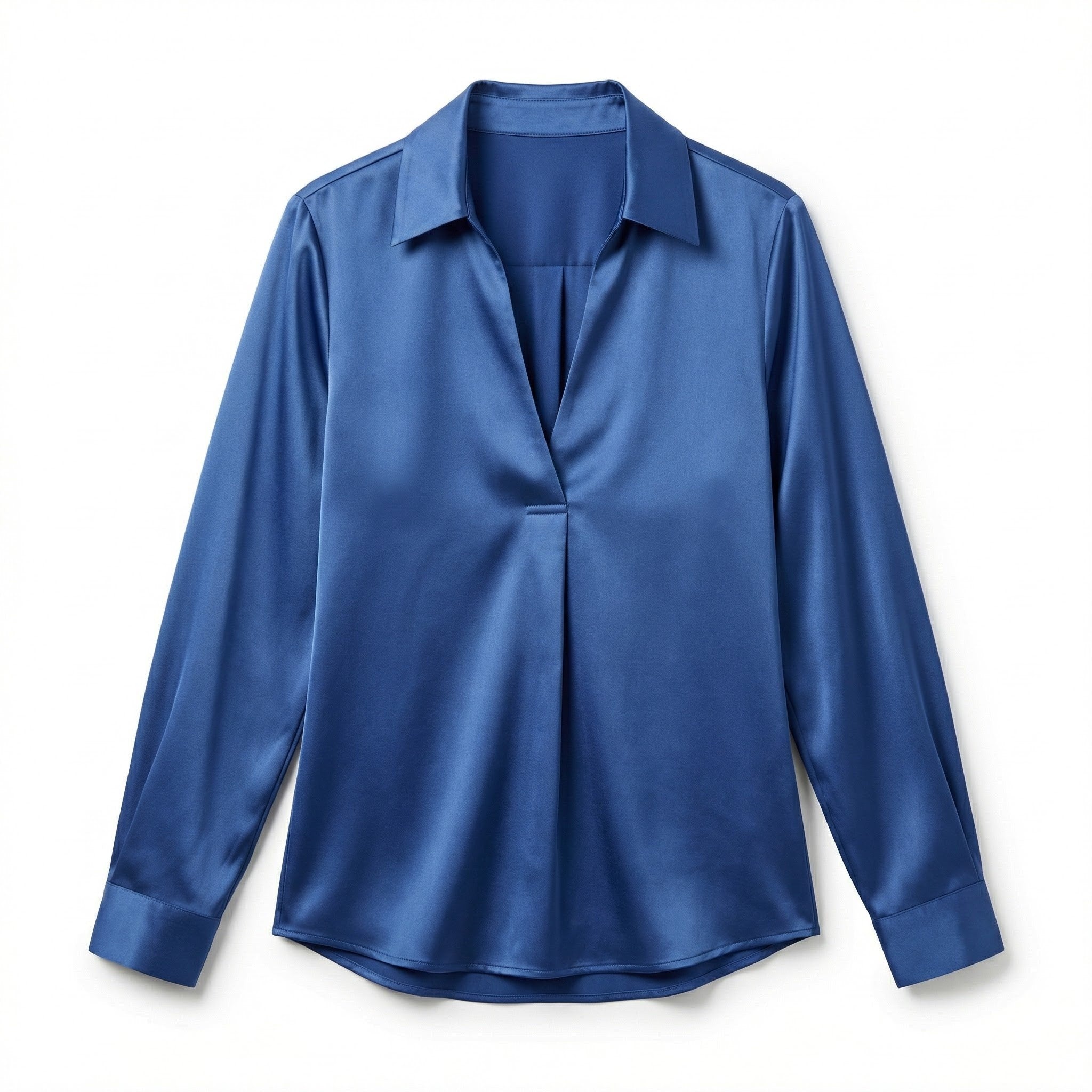 Women’s Satin V-Neck Blouse – Long Sleeve Design