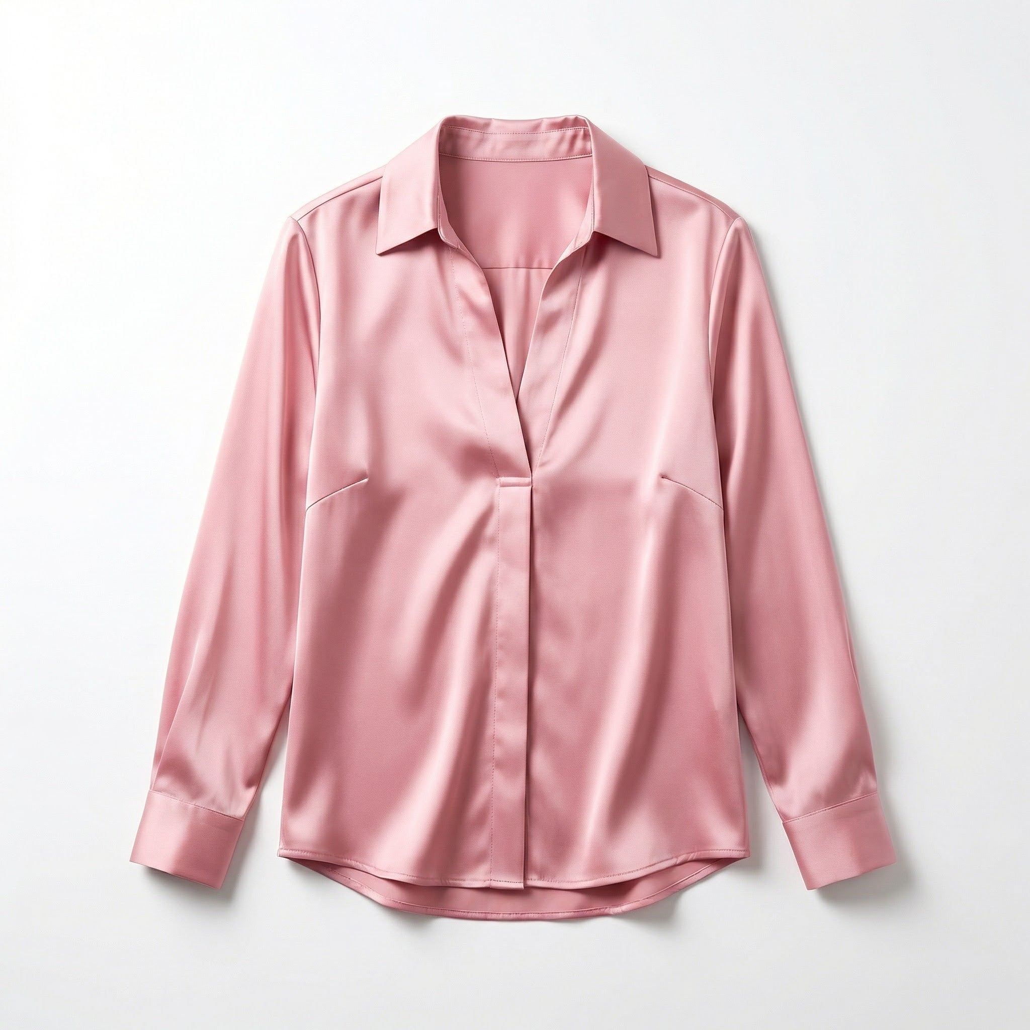 Women’s Satin V-Neck Blouse – Long Sleeve Design