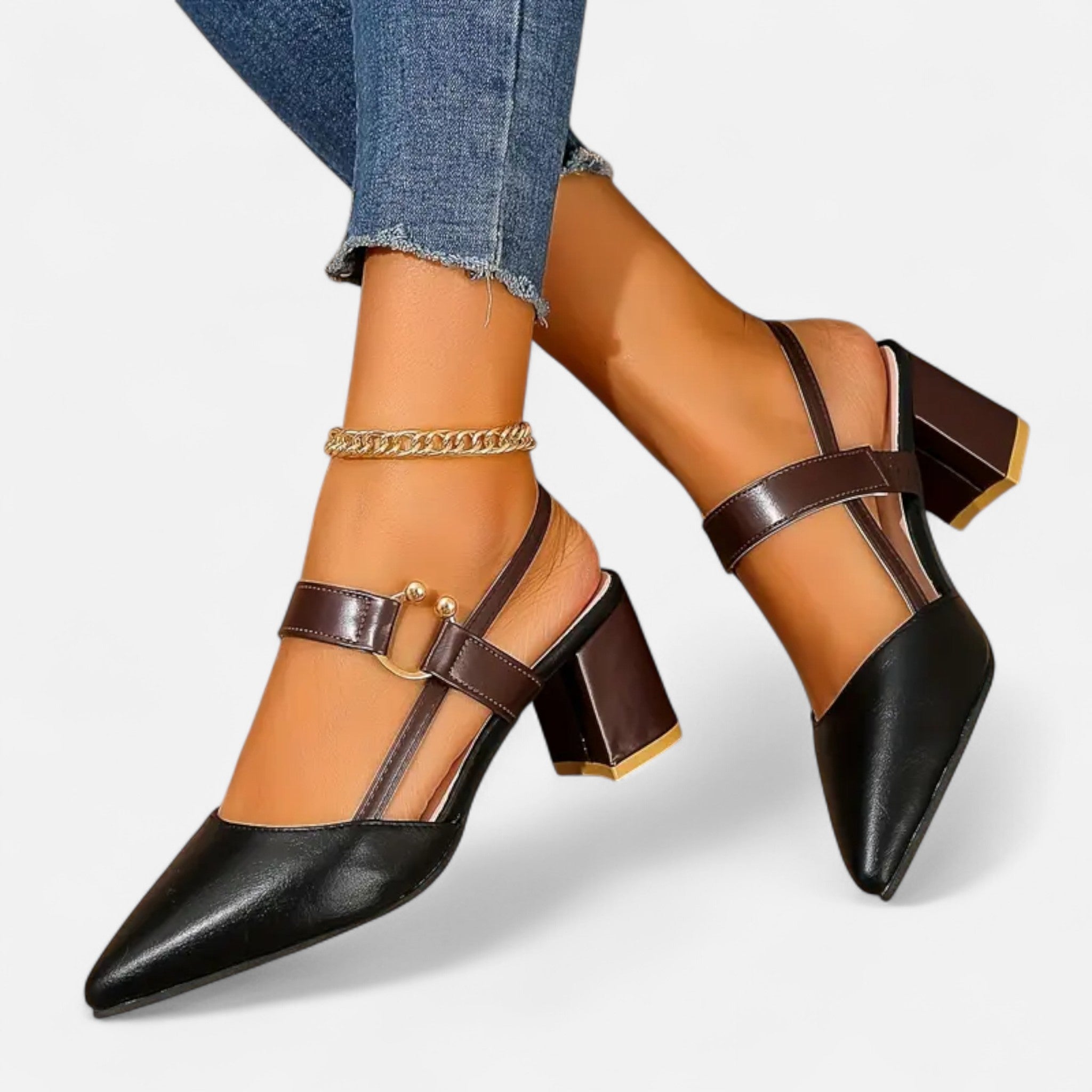 Aveline the Label | Women’s Sandals – Pointed Toe, Medium Thick Heel