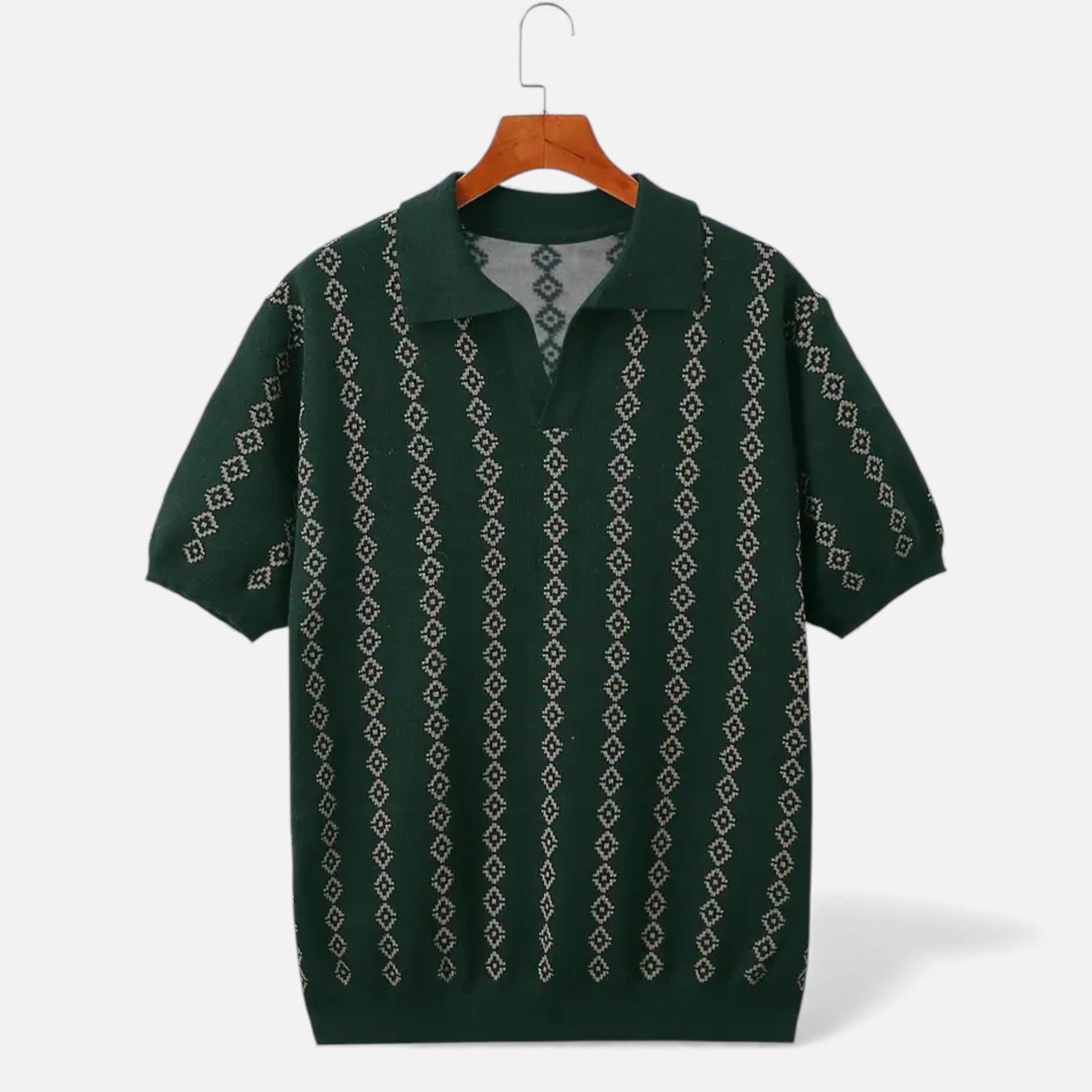 Aveline the Label | Men’s V-Neck Knit Sweater – Short Sleeve, Textured Design