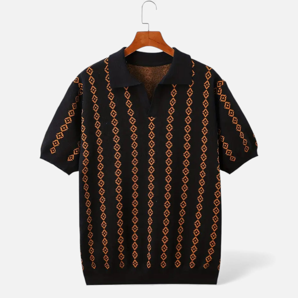 Aveline the Label | Men’s V-Neck Knit Sweater – Short Sleeve, Textured Design