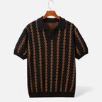 Aveline the Label | Men’s V-Neck Knit Sweater – Short Sleeve, Textured Design