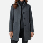 Aveline the Label | Women’s Wool Blend Coat with Stand Collar and Pockets