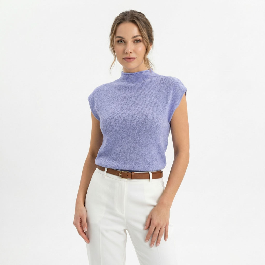 Women’s High Neck Sweater Shirt – Elegant Knit Style