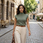 Women’s High Neck Sweater Shirt – Elegant Knit Style