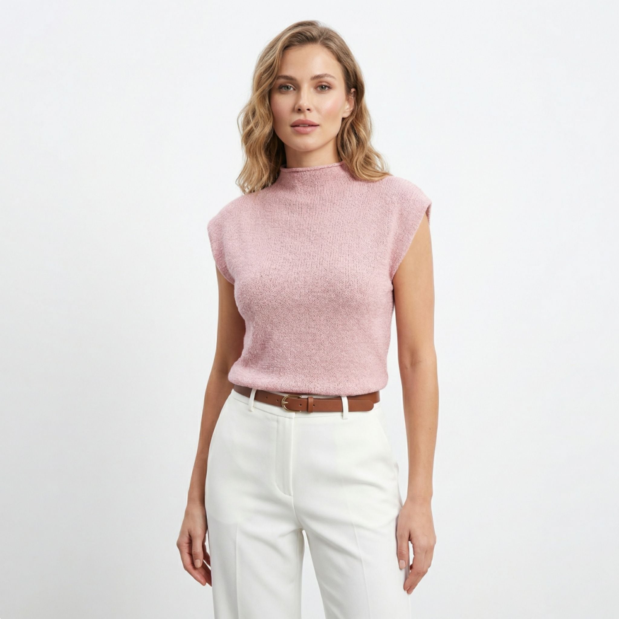 Women’s High Neck Sweater Shirt – Elegant Knit Style