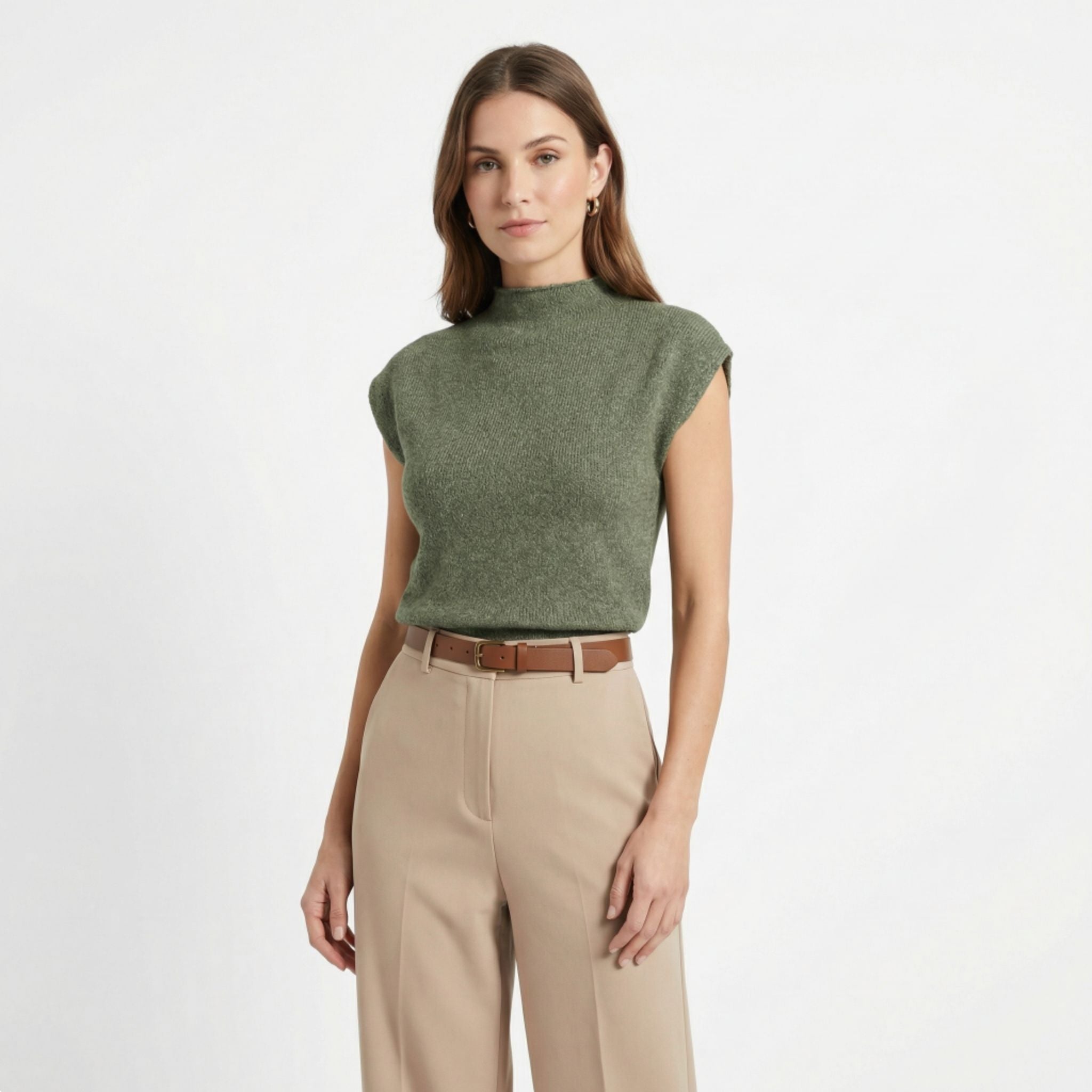 Women’s High Neck Sweater Shirt – Elegant Knit Style